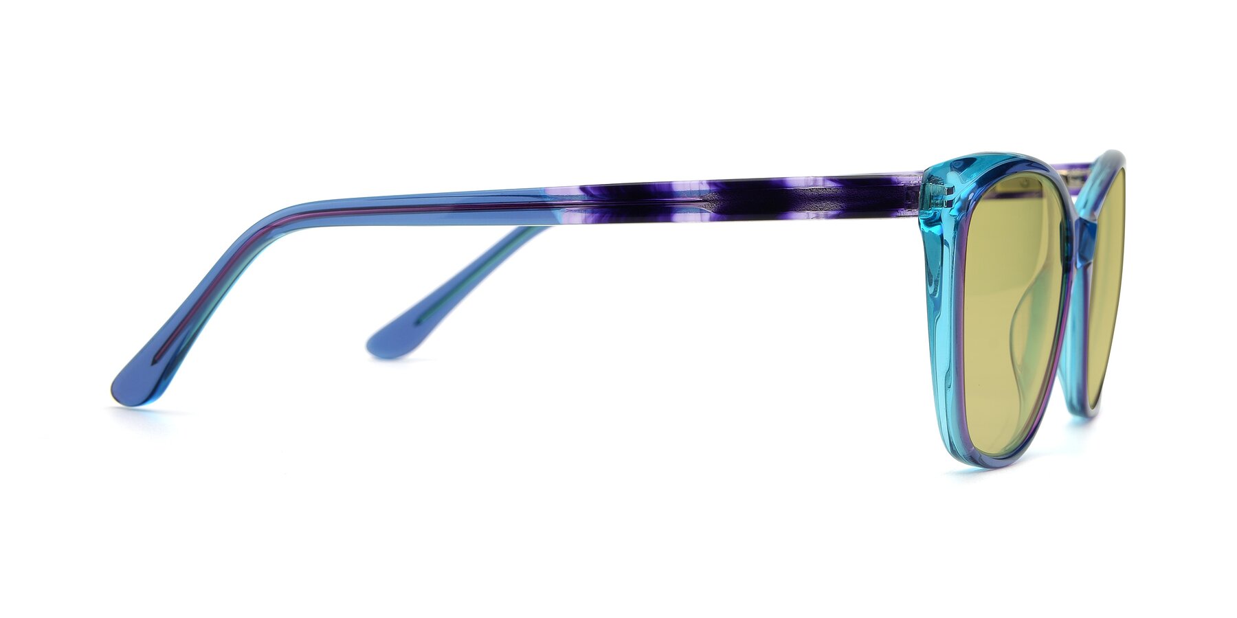 Side of 17384 in Transparent Blue with Medium Champagne Tinted Lenses