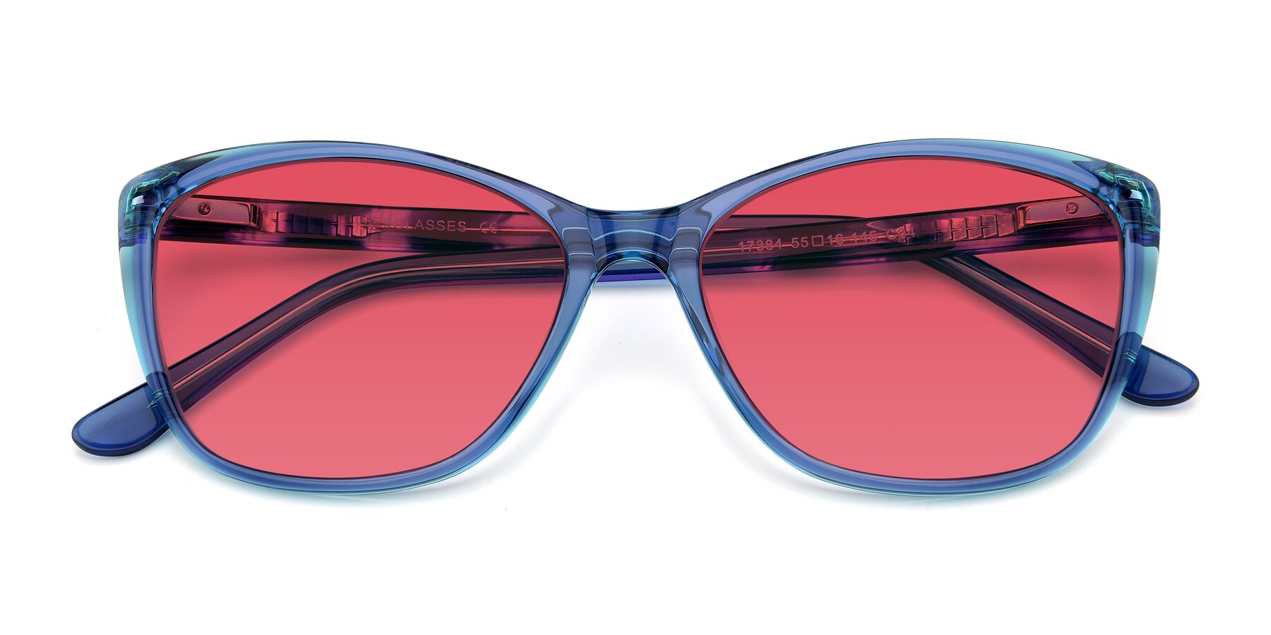 Folded Front of 17384 in Transparent Blue with Red Tinted Lenses