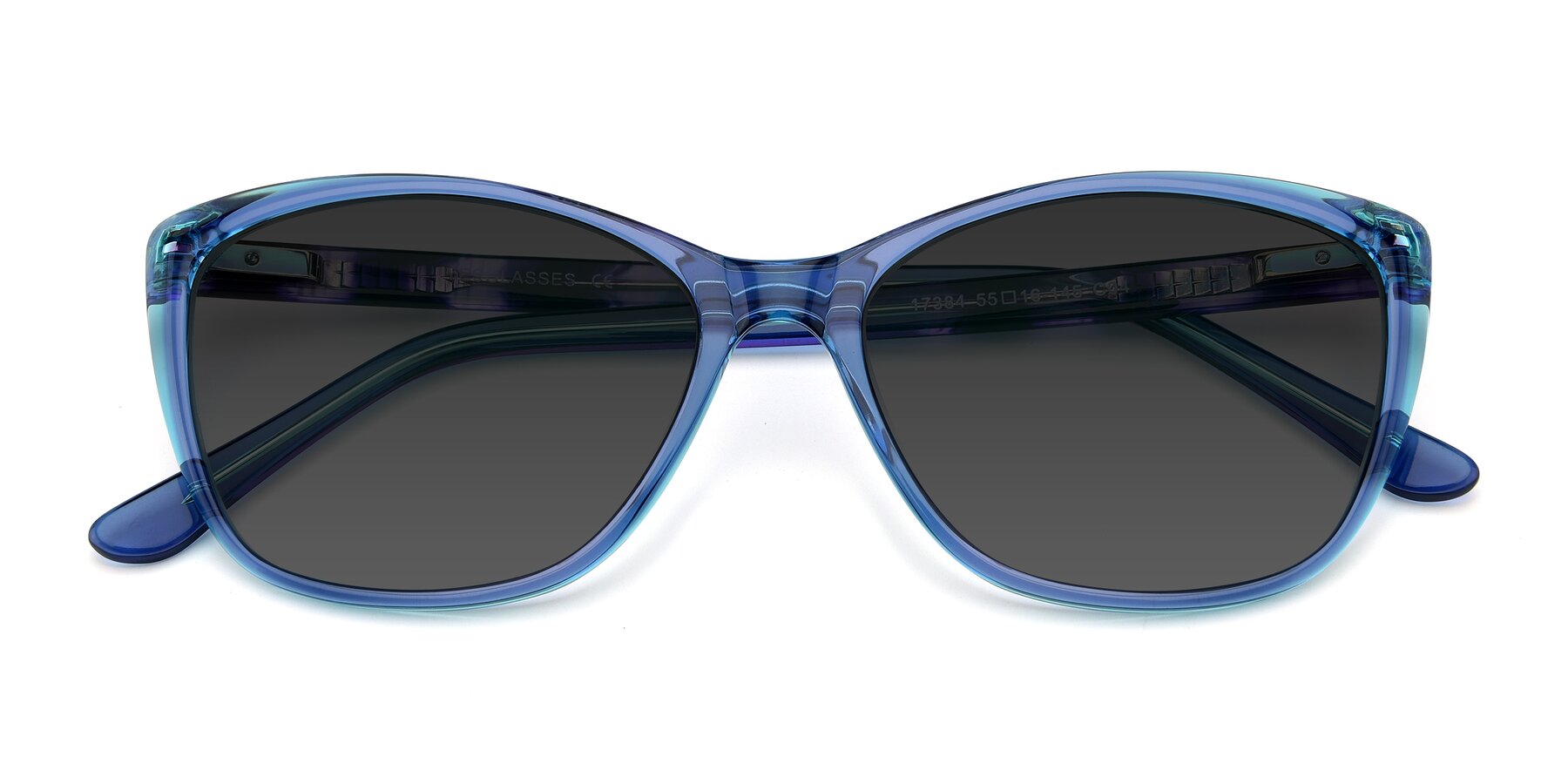 Folded Front of 17384 in Transparent Blue with Gray Tinted Lenses