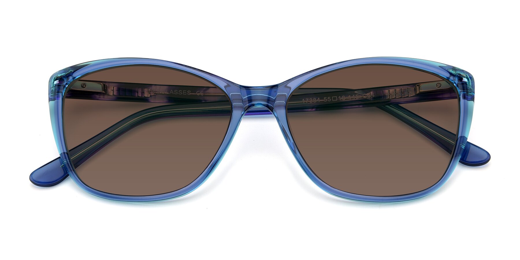 Folded Front of 17384 in Transparent Blue with Brown Tinted Lenses