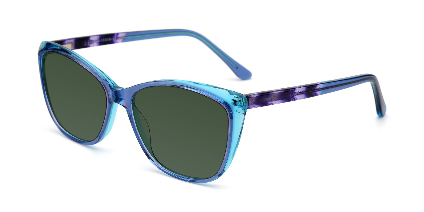 Angle of 17384 in Transparent Blue with Green Tinted Lenses