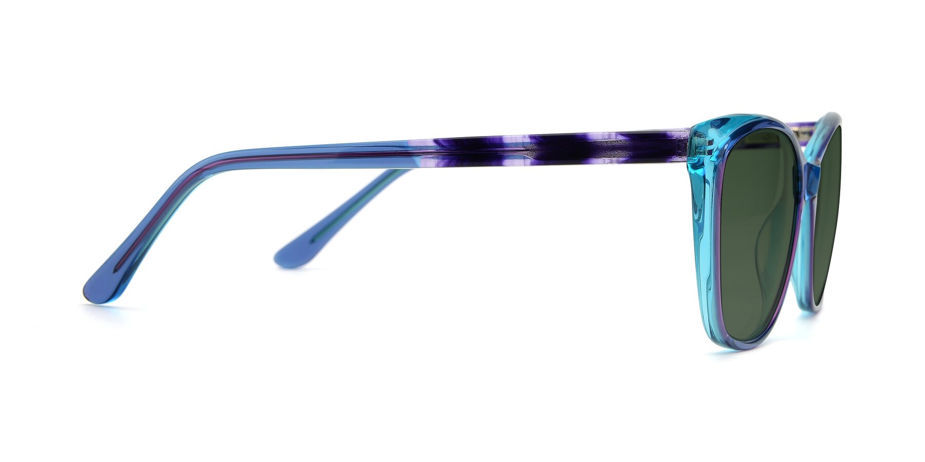 Side of 17384 in Transparent Blue with Green Tinted Lenses