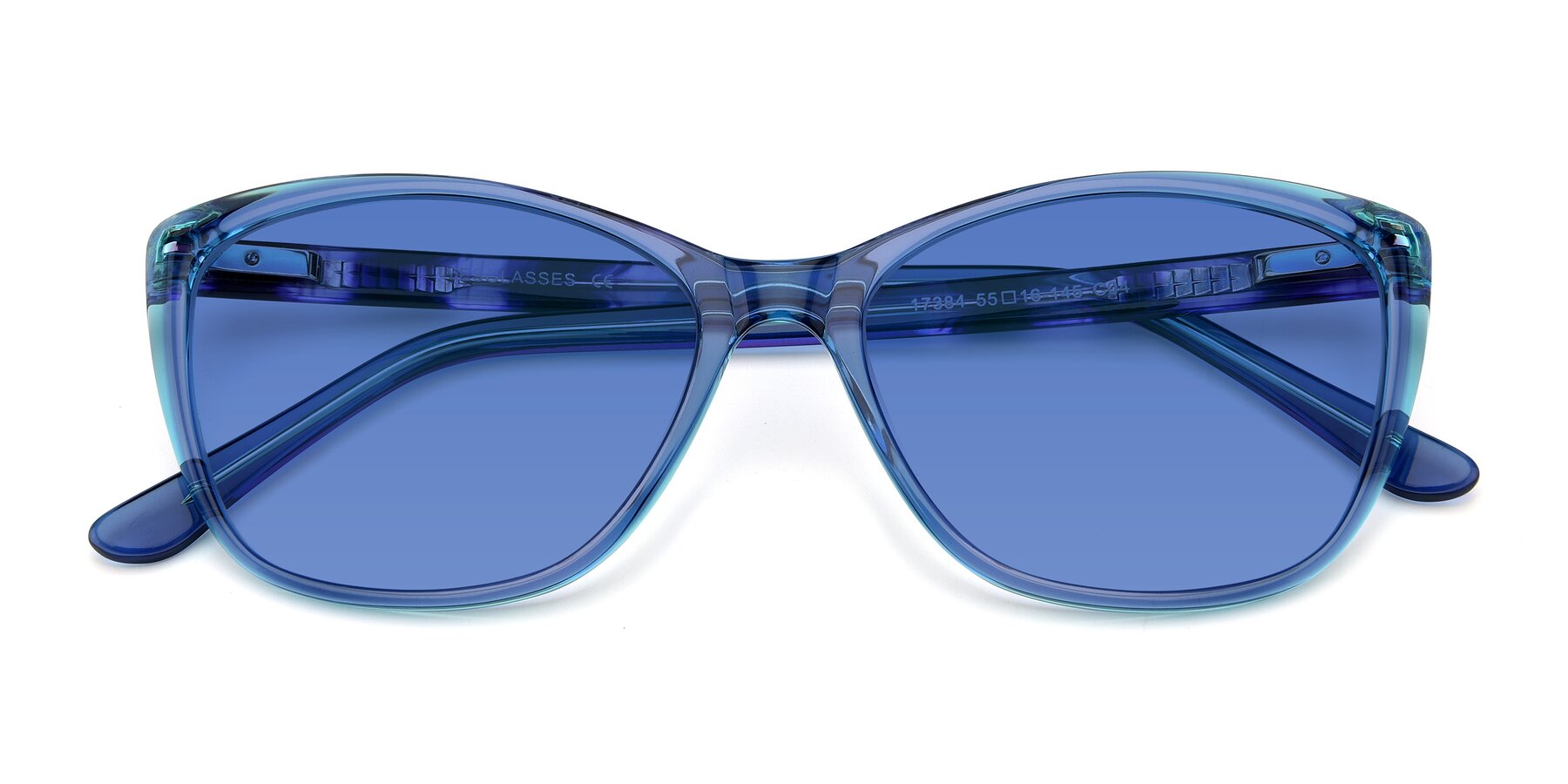 Folded Front of 17384 in Transparent Blue with Blue Tinted Lenses
