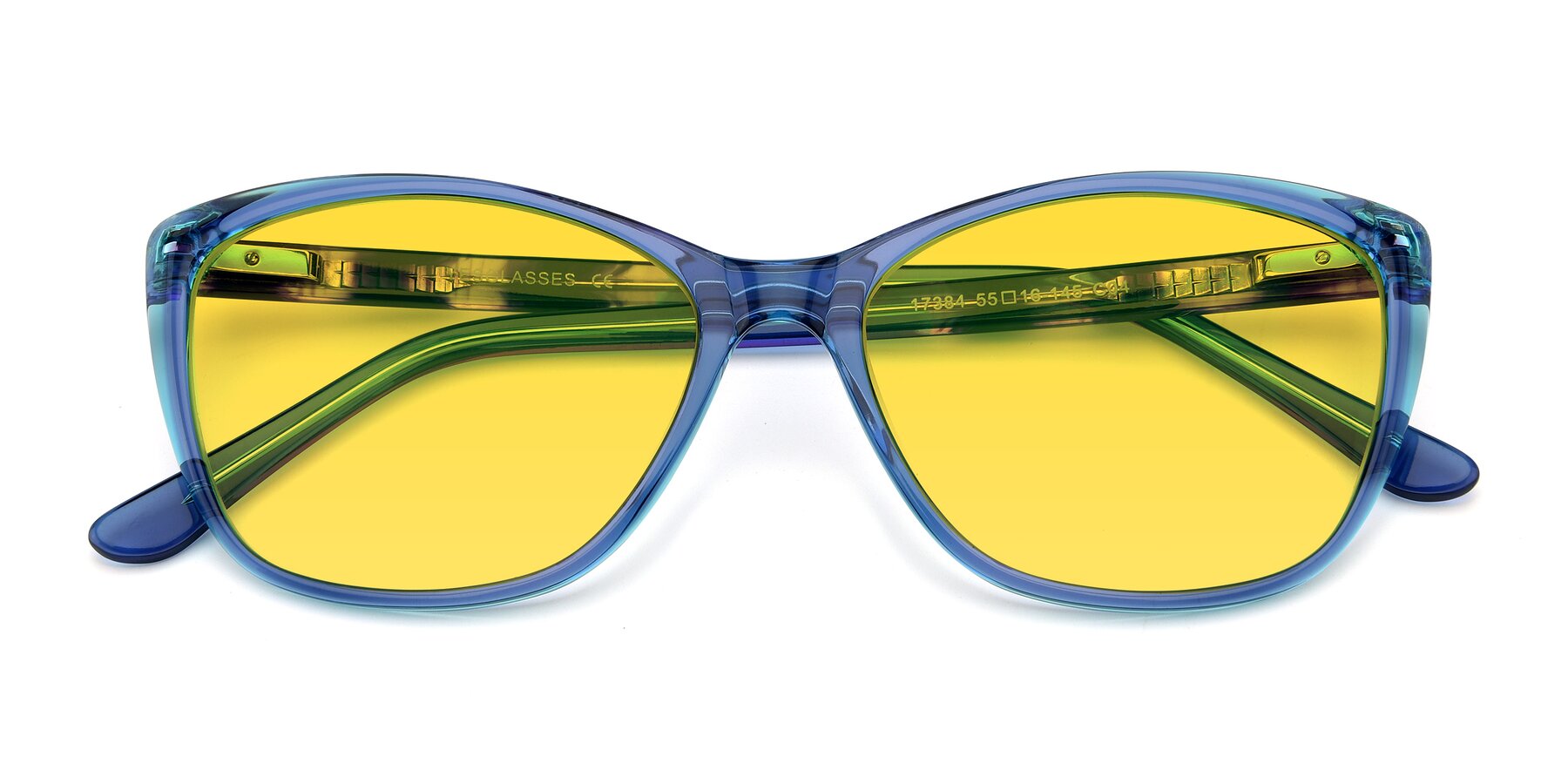 Folded Front of 17384 in Transparent Blue with Yellow Tinted Lenses
