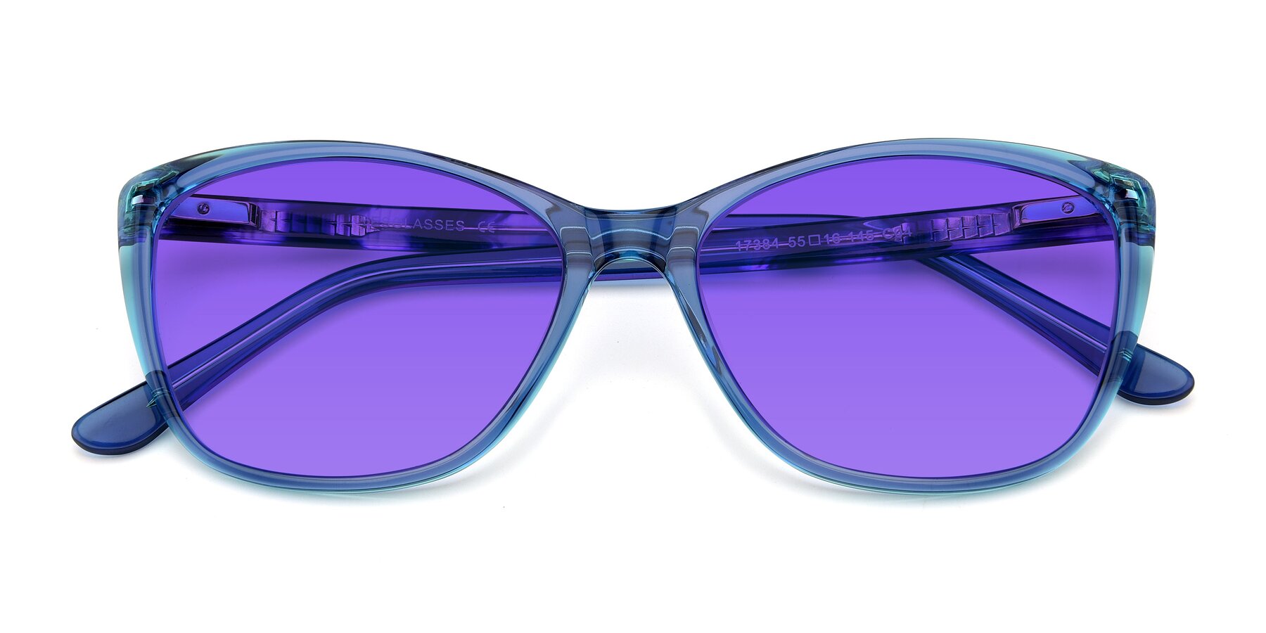 Folded Front of 17384 in Transparent Blue with Purple Tinted Lenses