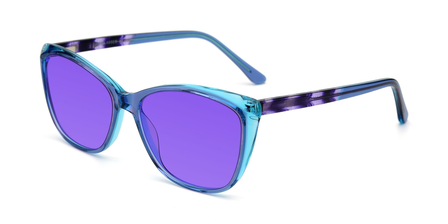 Angle of 17384 in Transparent Blue with Purple Tinted Lenses