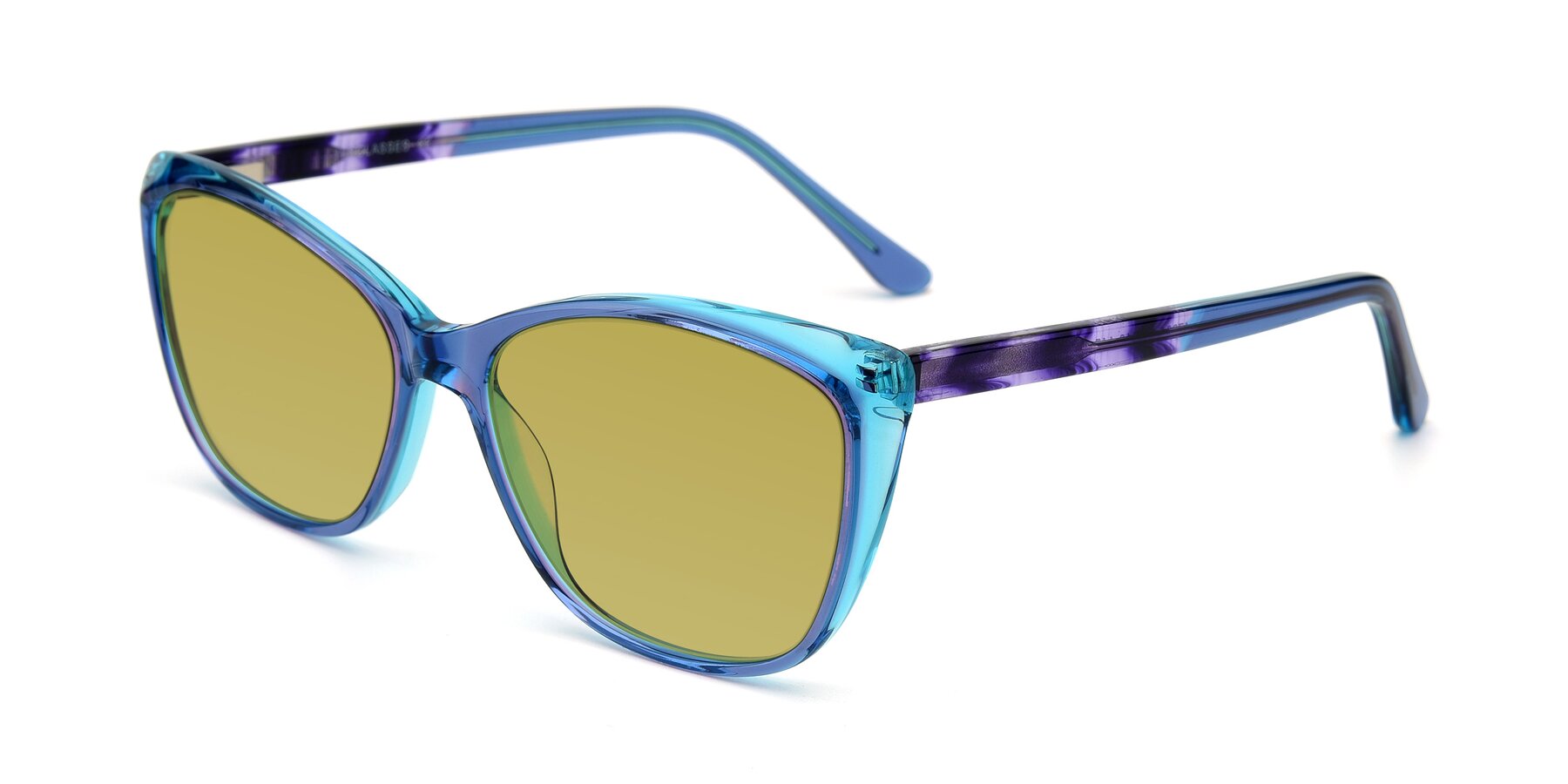 Angle of 17384 in Transparent Blue with Champagne Tinted Lenses