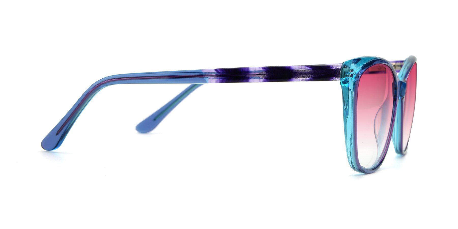 Side of 17384 in Transparent Blue with Pink Gradient Lenses