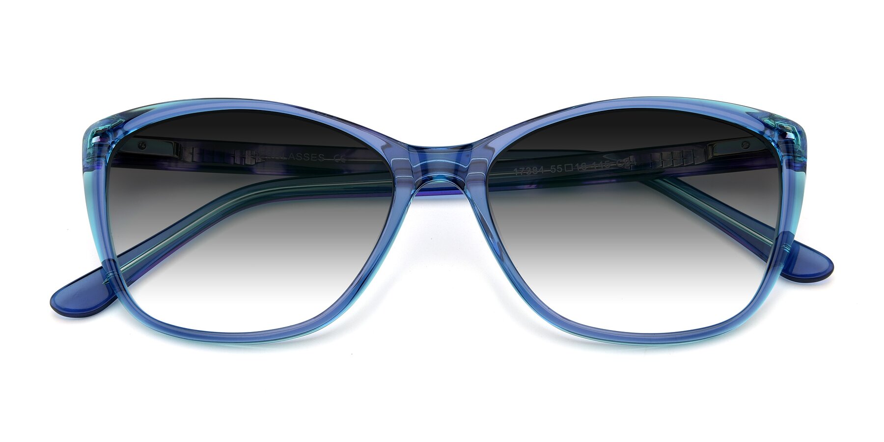 Folded Front of 17384 in Transparent Blue with Gray Gradient Lenses