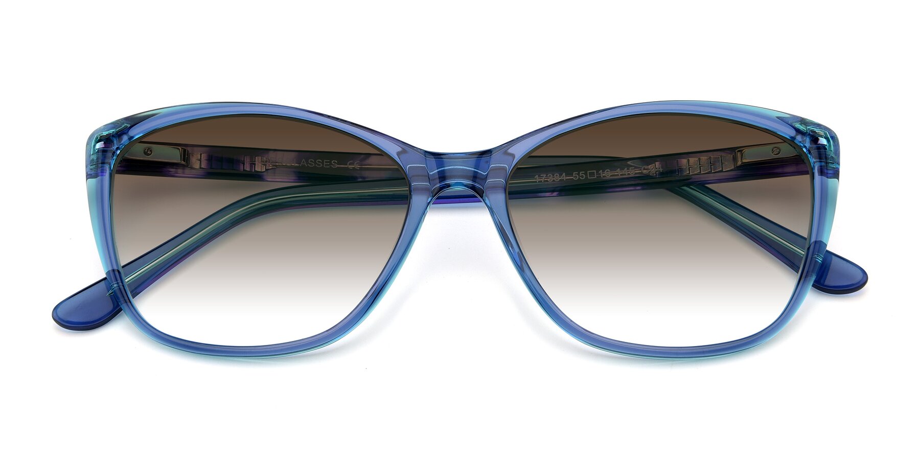 Folded Front of 17384 in Transparent Blue with Brown Gradient Lenses