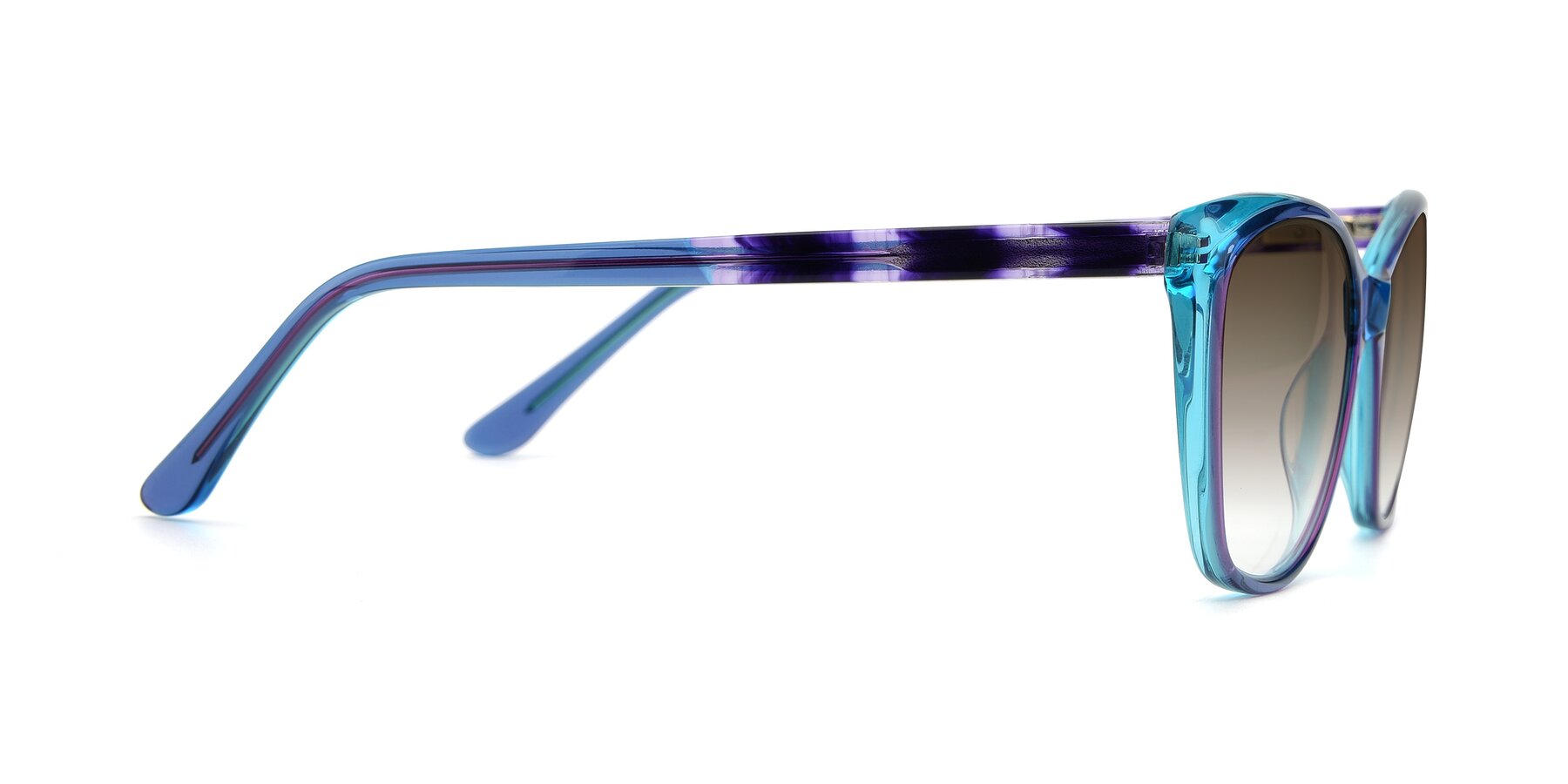 Side of 17384 in Transparent Blue with Brown Gradient Lenses