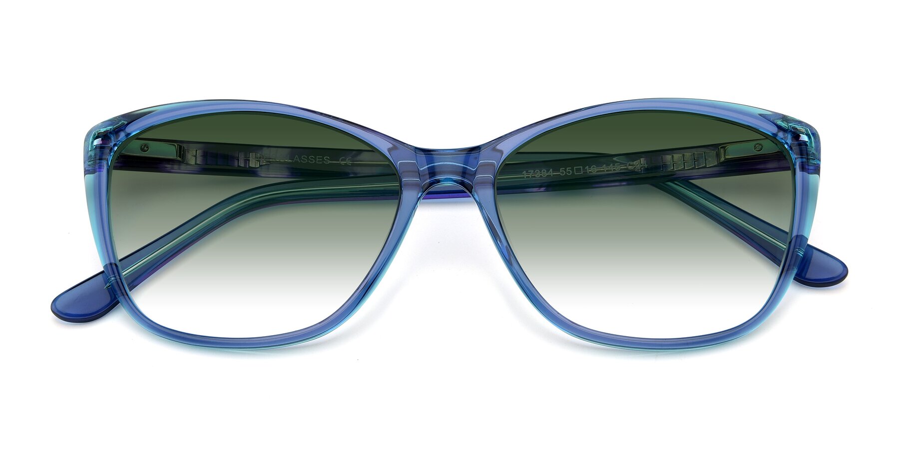 Folded Front of 17384 in Transparent Blue with Green Gradient Lenses