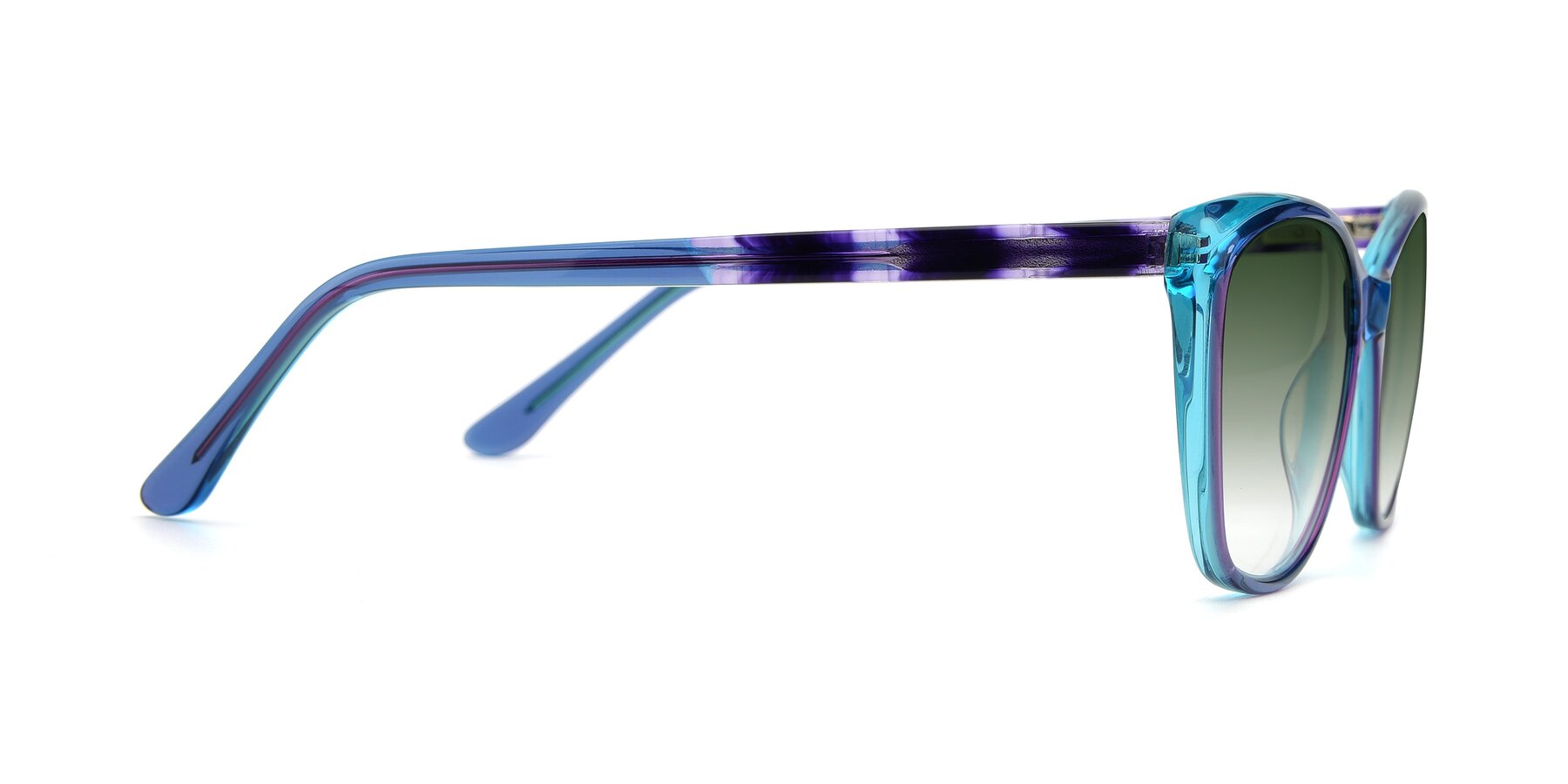 Side of 17384 in Transparent Blue with Green Gradient Lenses