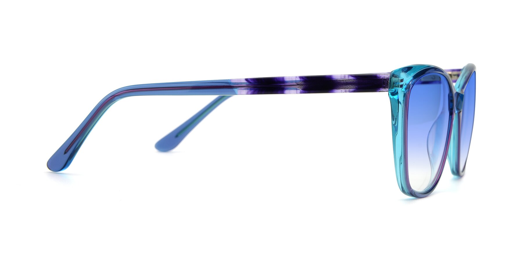 Side of 17384 in Transparent Blue with Blue Gradient Lenses
