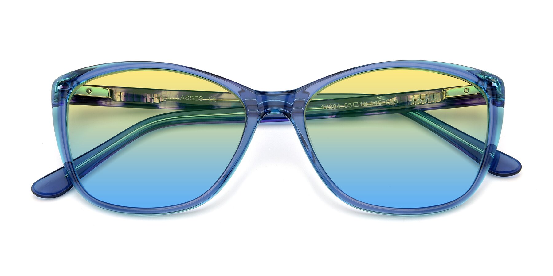 Folded Front of 17384 in Transparent Blue with Yellow / Blue Gradient Lenses