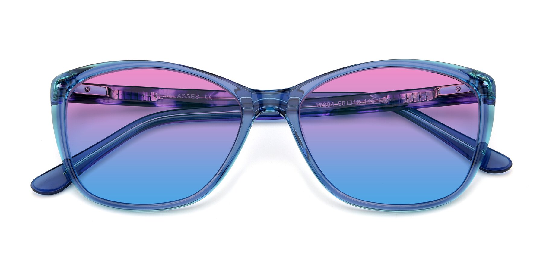 Folded Front of 17384 in Transparent Blue with Pink / Blue Gradient Lenses