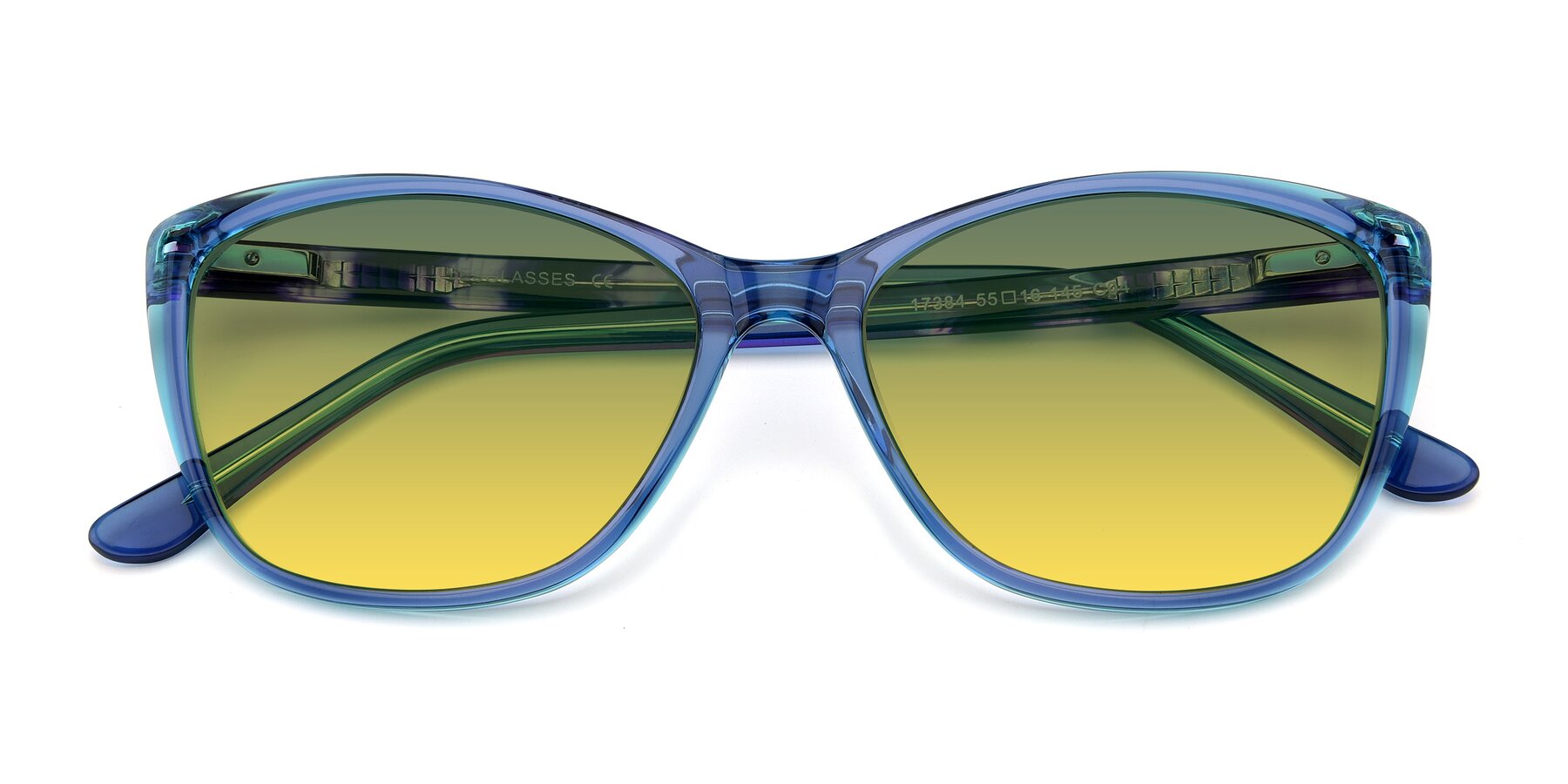 Folded Front of 17384 in Transparent Blue with Green / Yellow Gradient Lenses