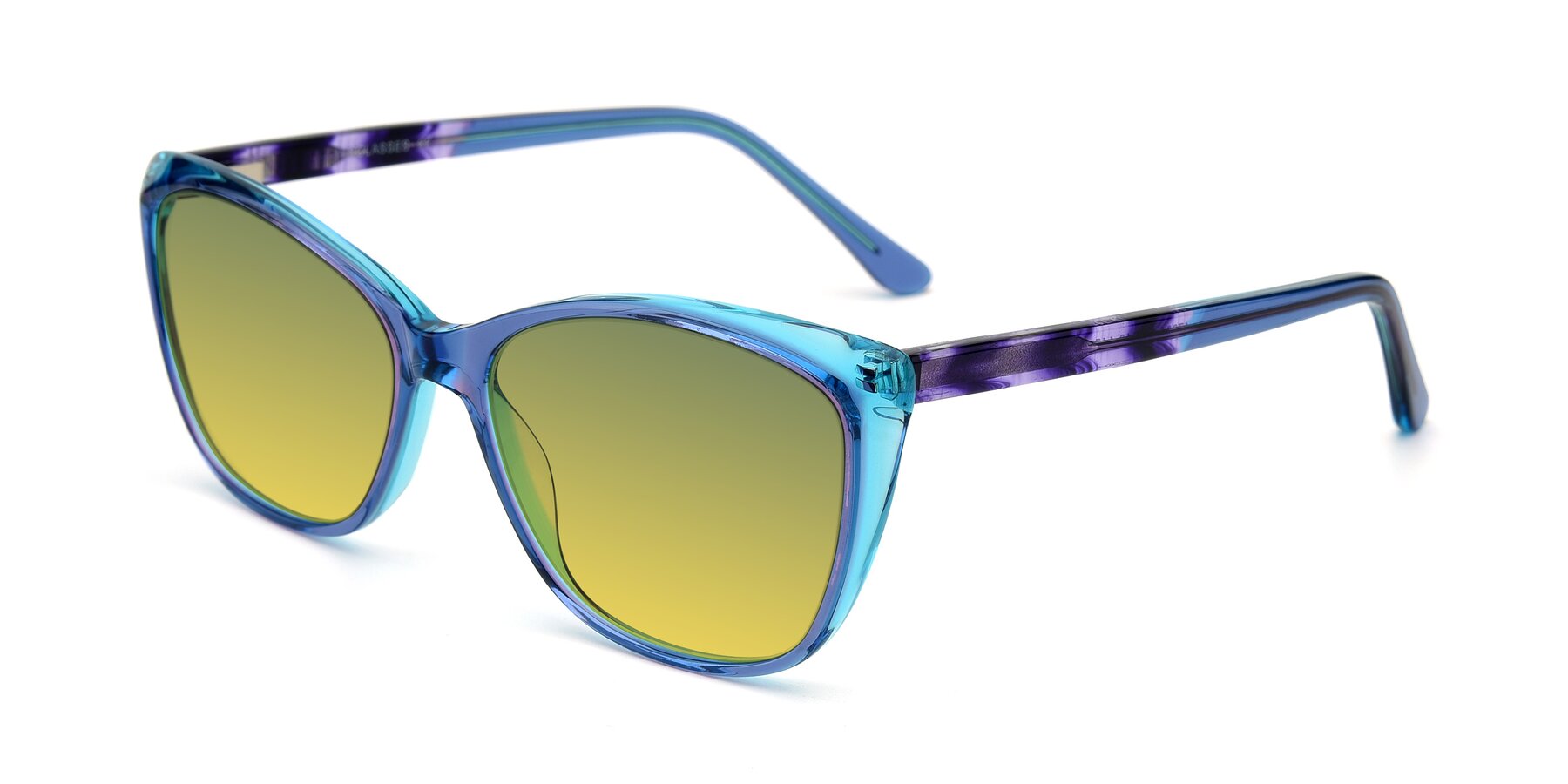 Angle of 17384 in Transparent Blue with Green / Yellow Gradient Lenses
