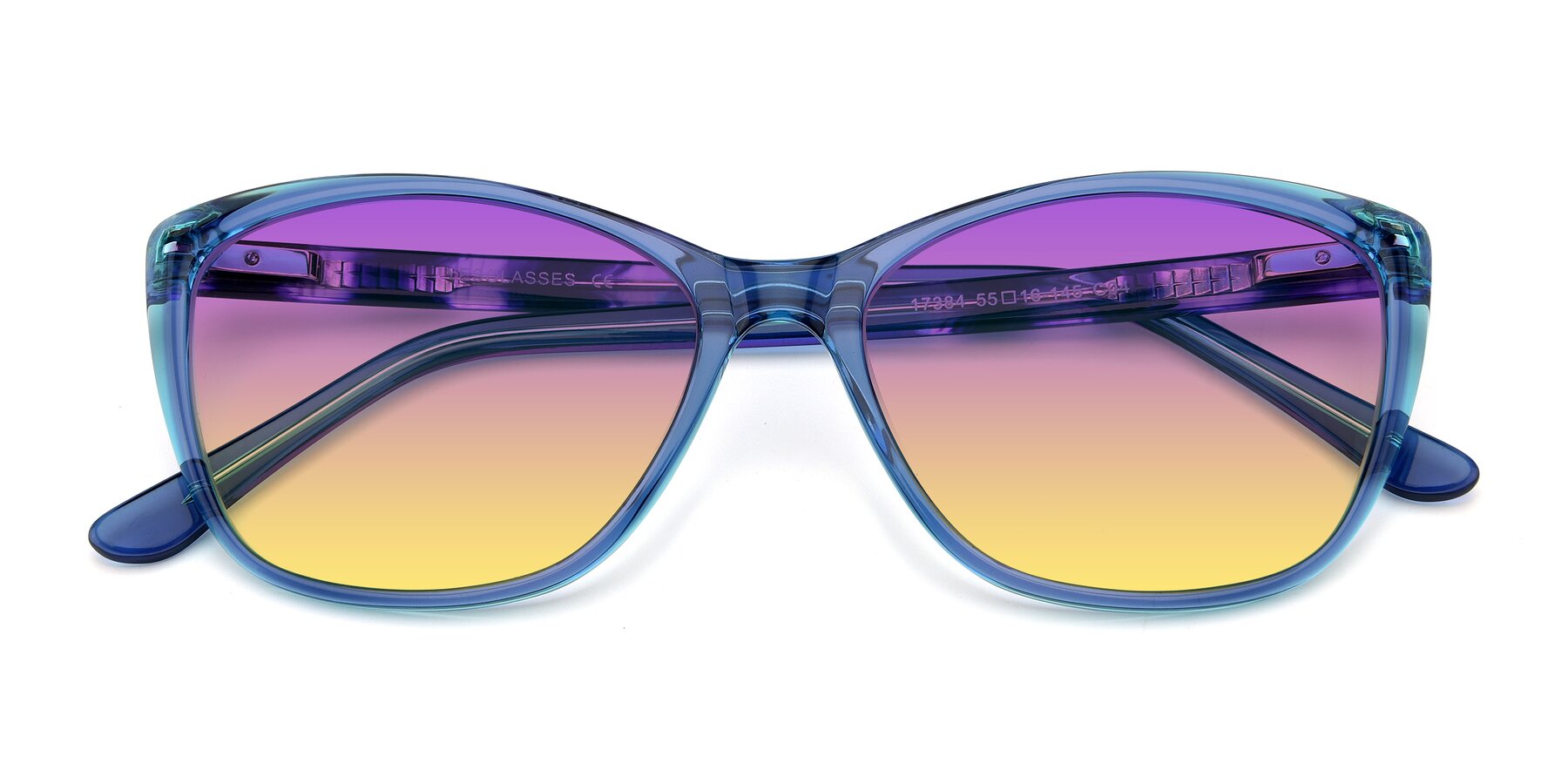 Folded Front of 17384 in Transparent Blue with Purple / Yellow Gradient Lenses
