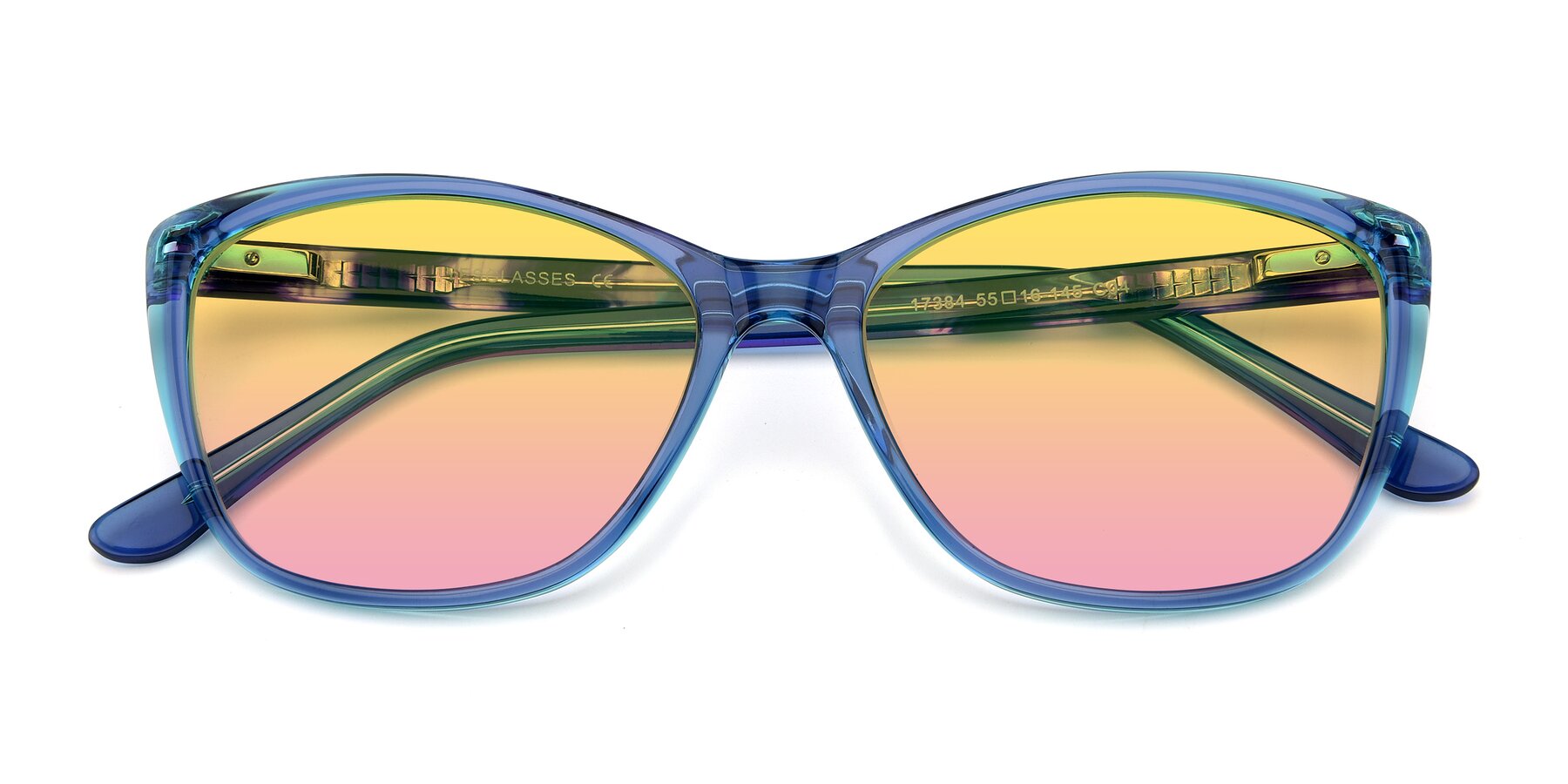 Folded Front of 17384 in Transparent Blue with Yellow / Pink Gradient Lenses