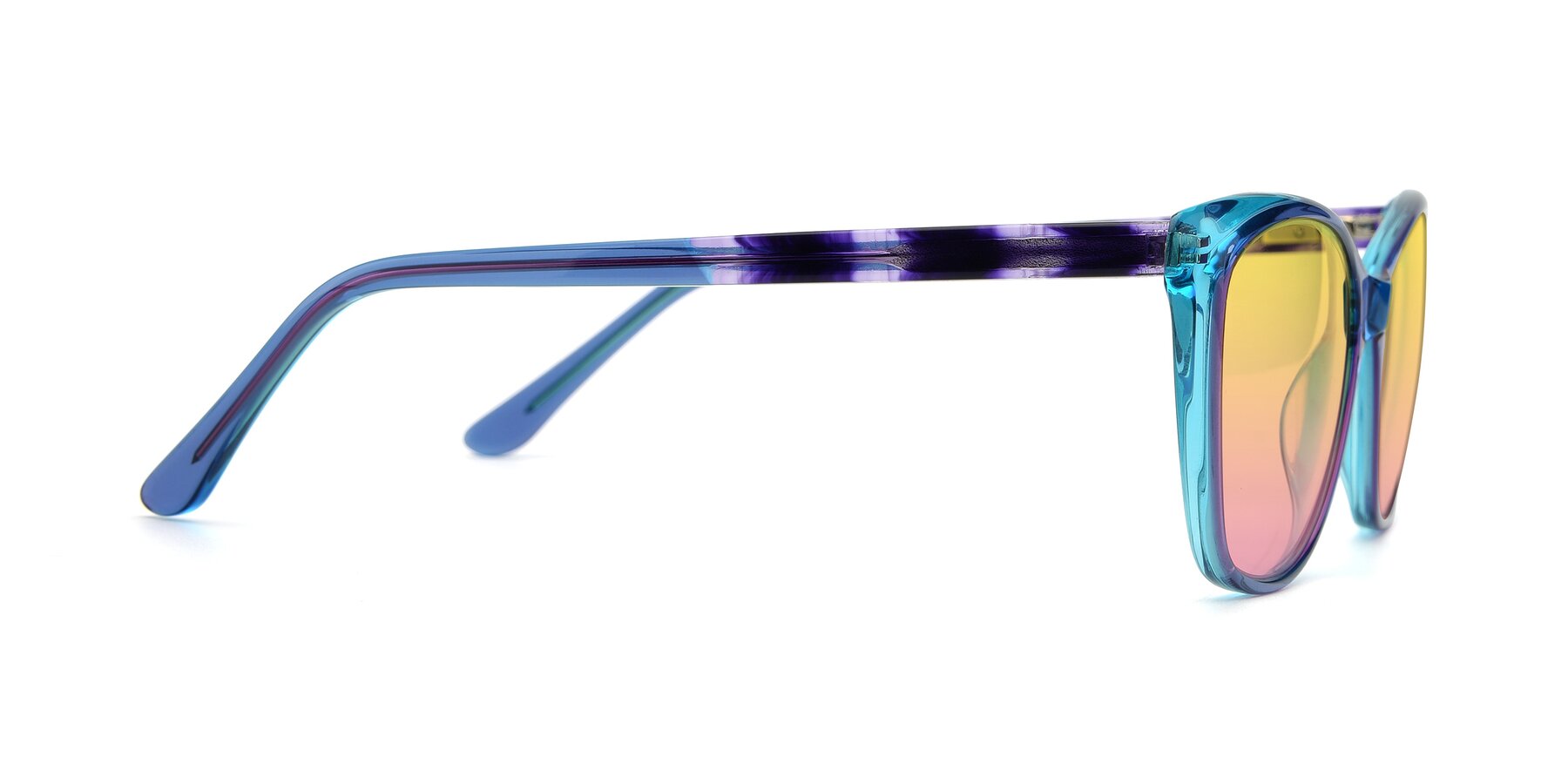 Side of 17384 in Transparent Blue with Yellow / Pink Gradient Lenses