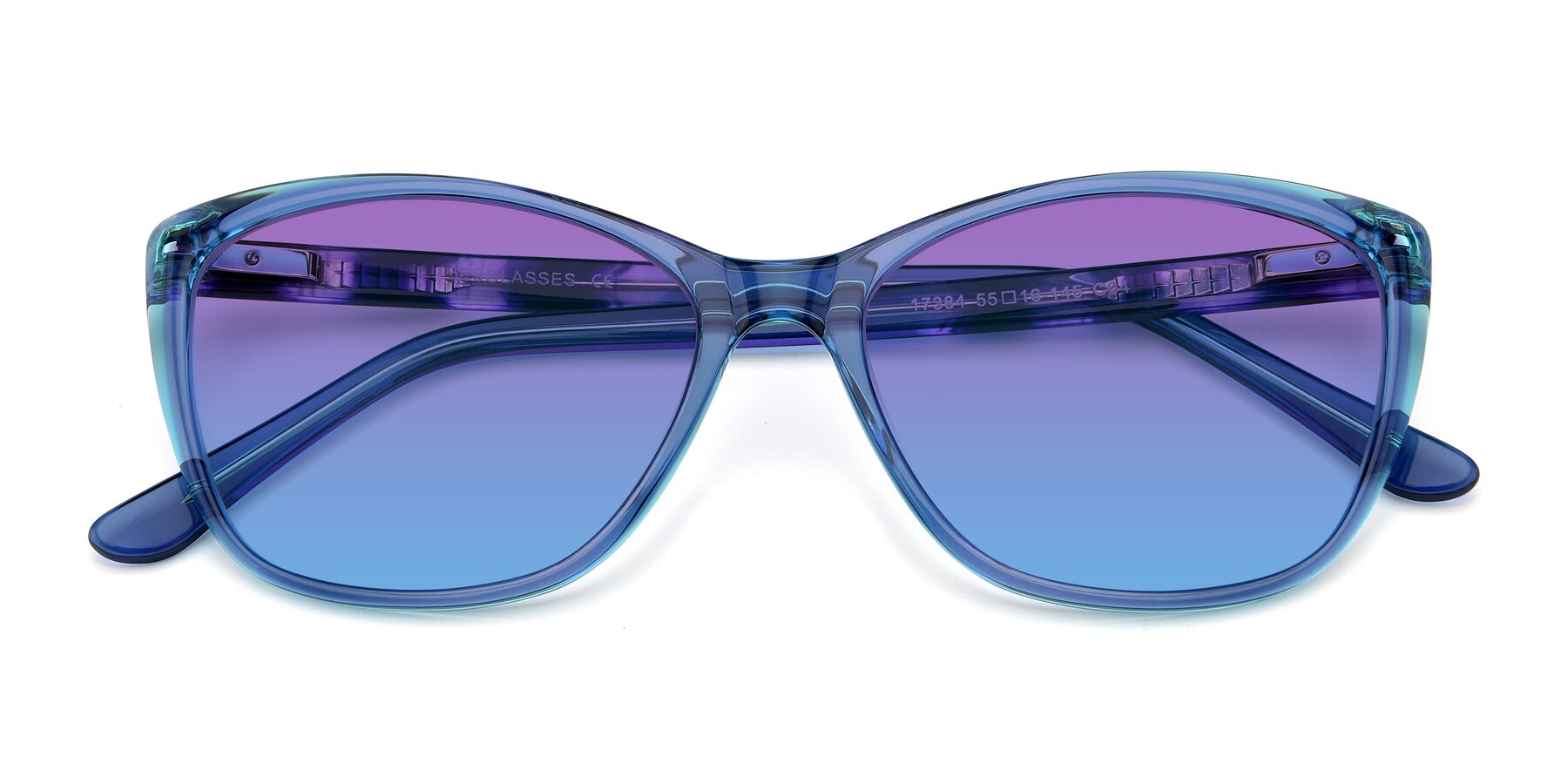 Folded Front of 17384 in Transparent Blue with Purple / Blue Gradient Lenses