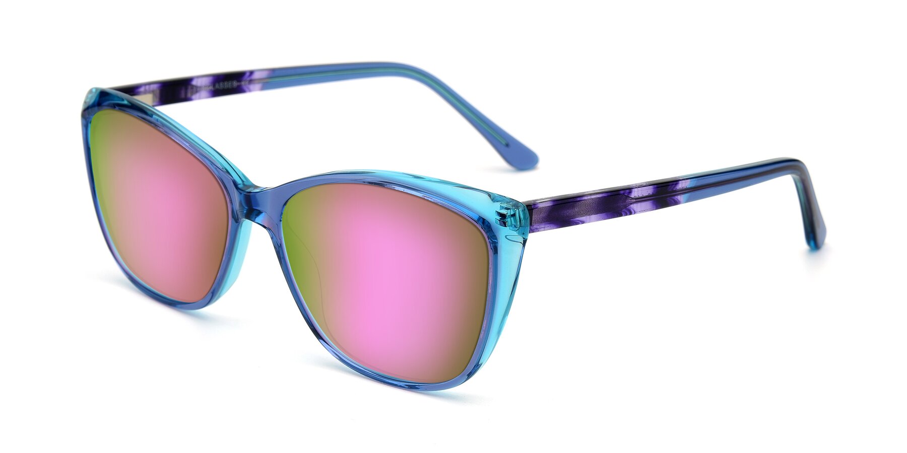 Angle of 17384 in Transparent Blue with Pink Mirrored Lenses