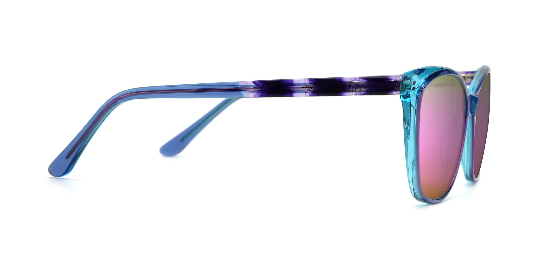 Side of 17384 in Transparent Blue with Pink Mirrored Lenses