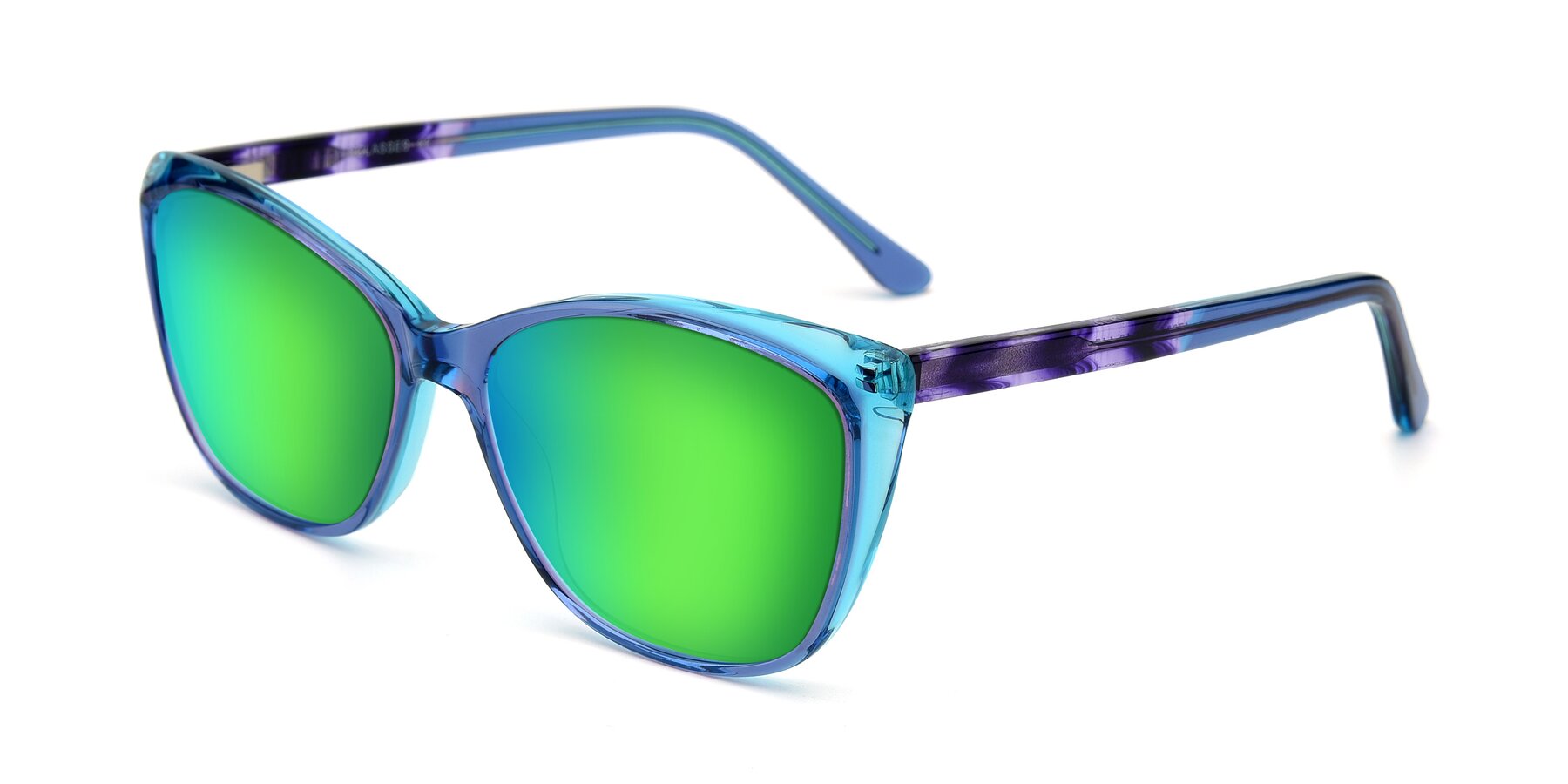 Angle of 17384 in Transparent Blue with Green Mirrored Lenses
