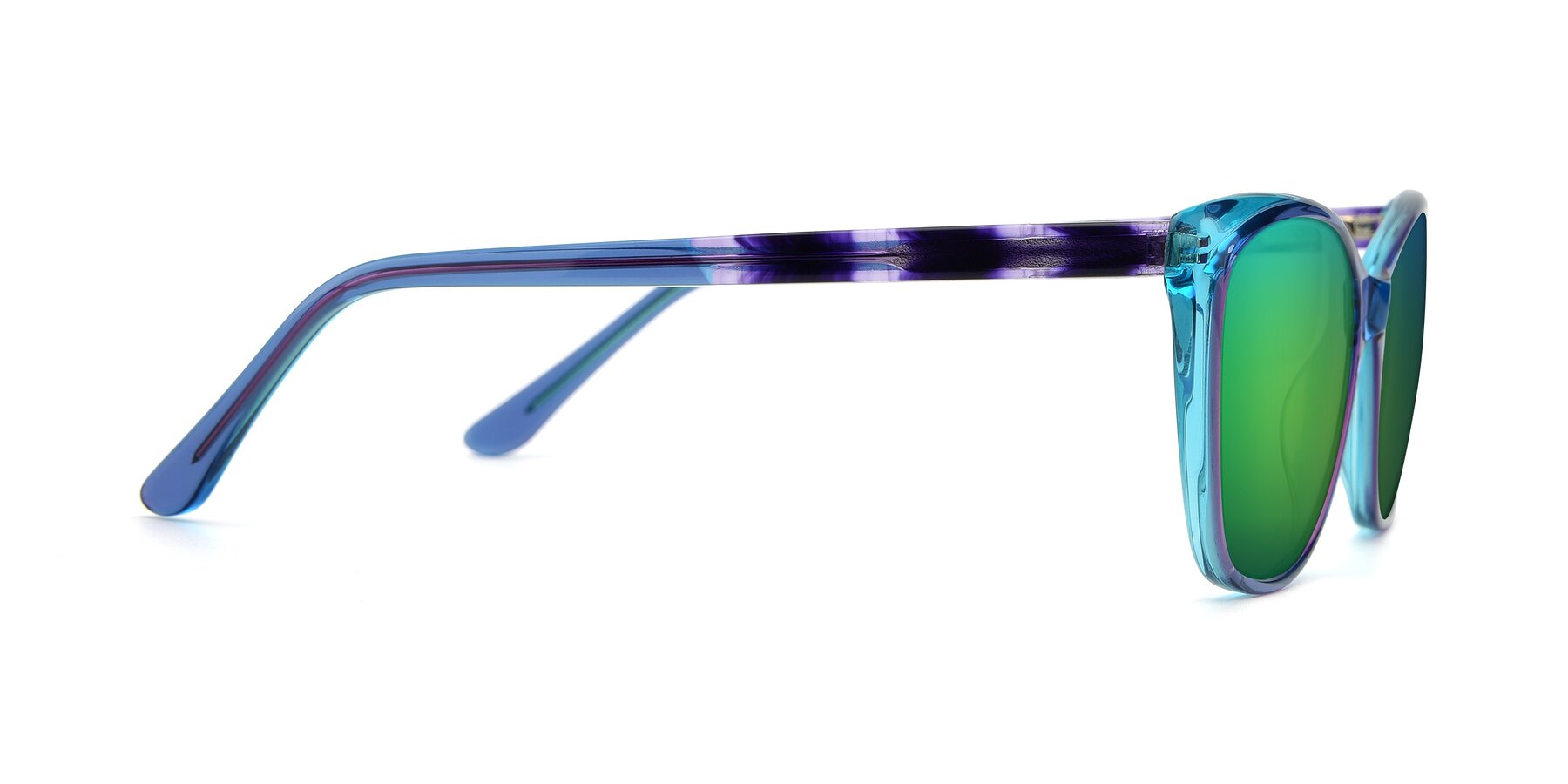 Side of 17384 in Transparent Blue with Green Mirrored Lenses