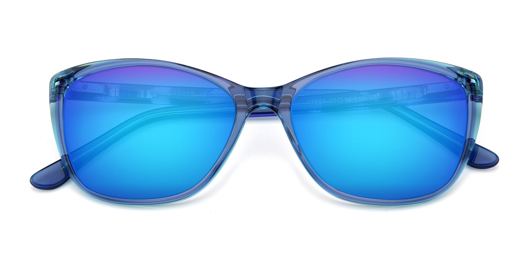 Folded Front of 17384 in Transparent Blue with Blue Mirrored Lenses