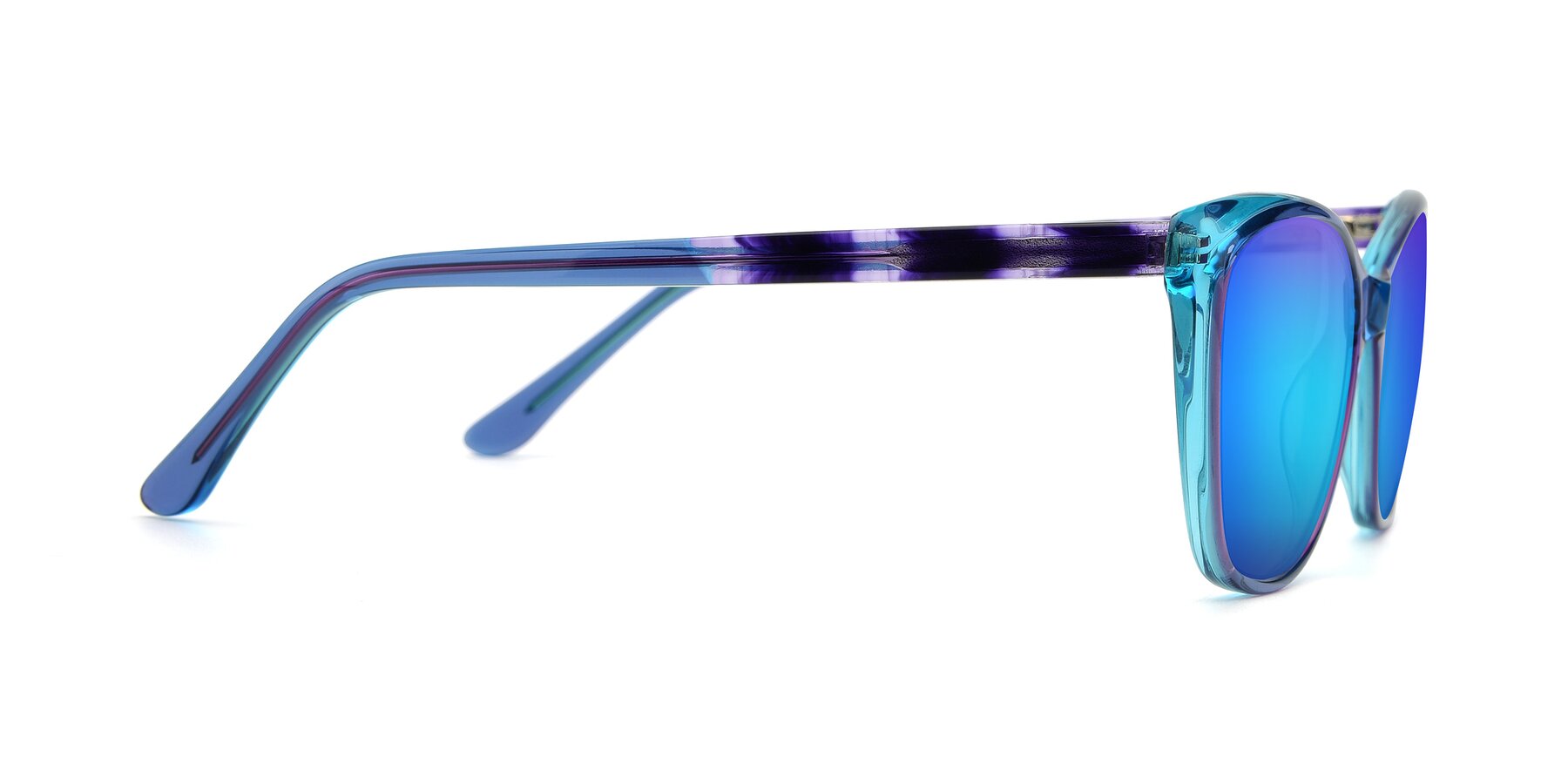 Side of 17384 in Transparent Blue with Blue Mirrored Lenses