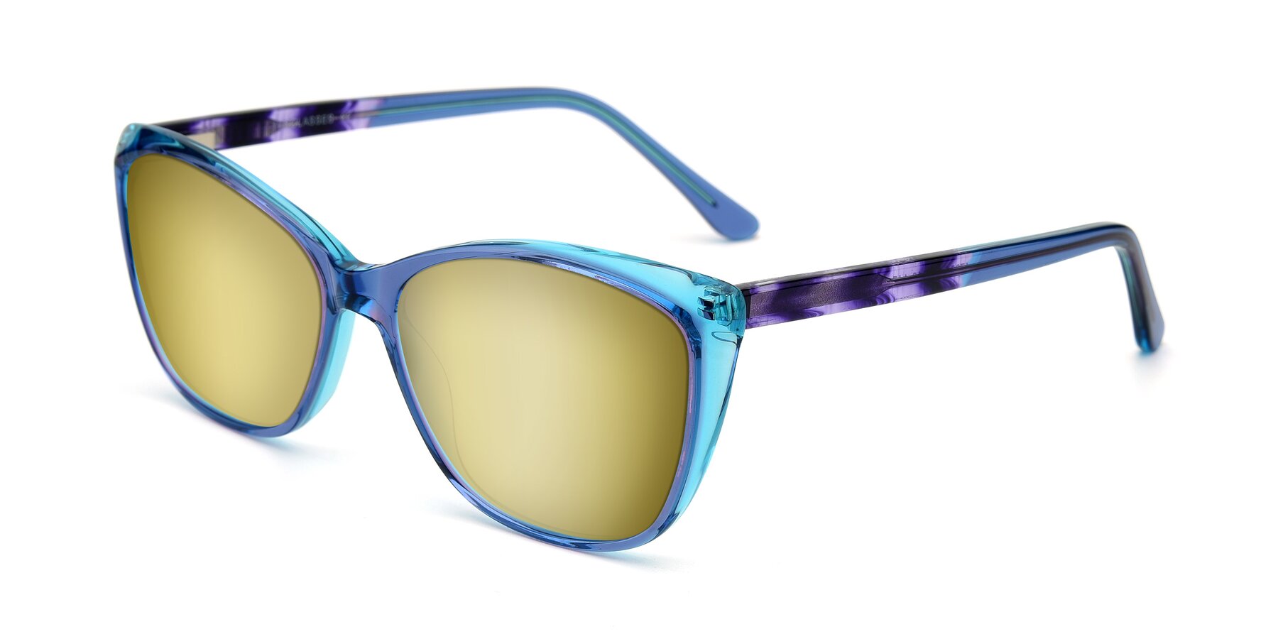 Angle of 17384 in Transparent Blue with Gold Mirrored Lenses