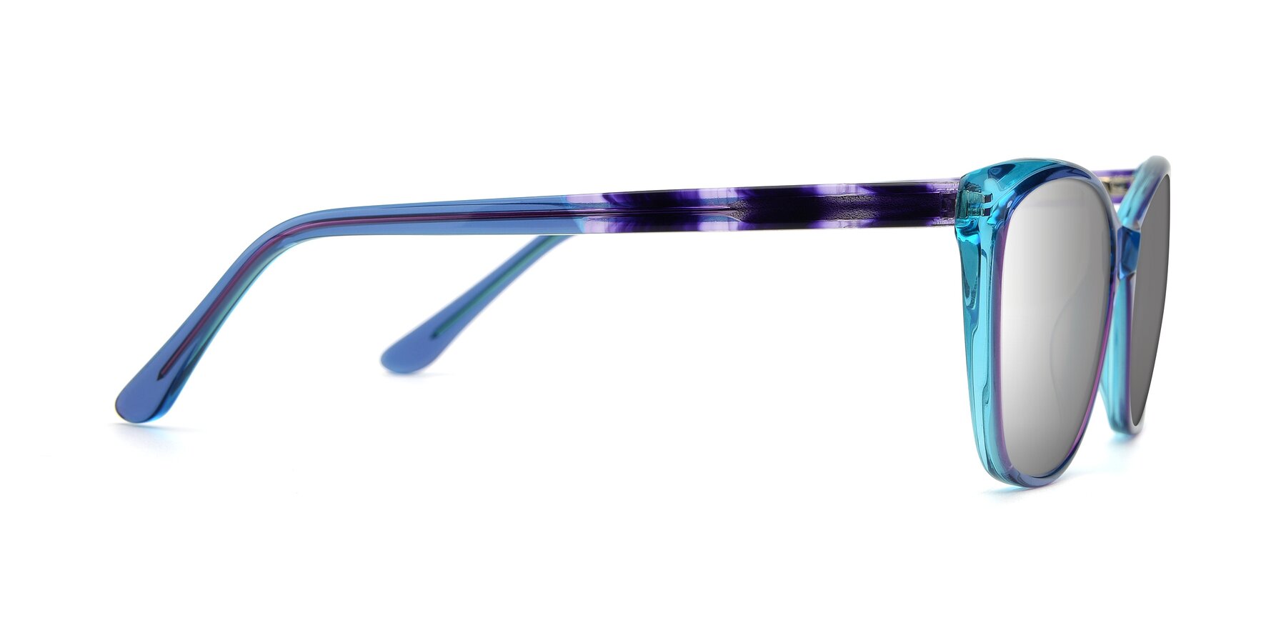 Side of 17384 in Transparent Blue with Silver Mirrored Lenses