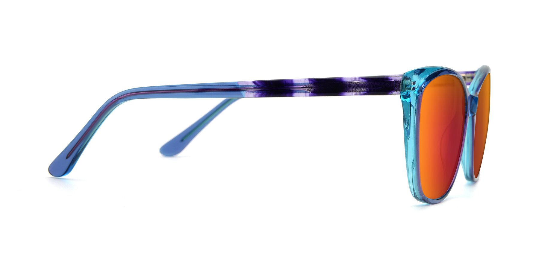 Side of 17384 in Transparent Blue with Red Gold Mirrored Lenses