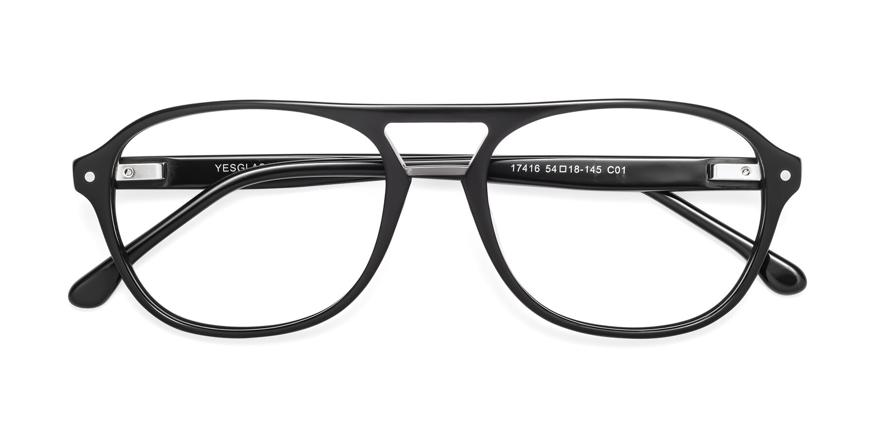 Folded Front of 17416 in Black with Clear Blue Light Blocking Lenses