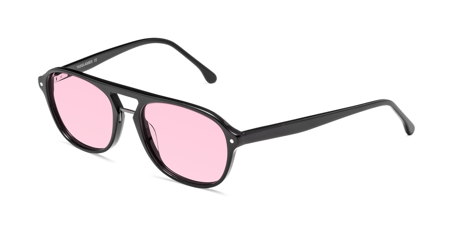 Angle of 17416 in Black with Light Pink Tinted Lenses