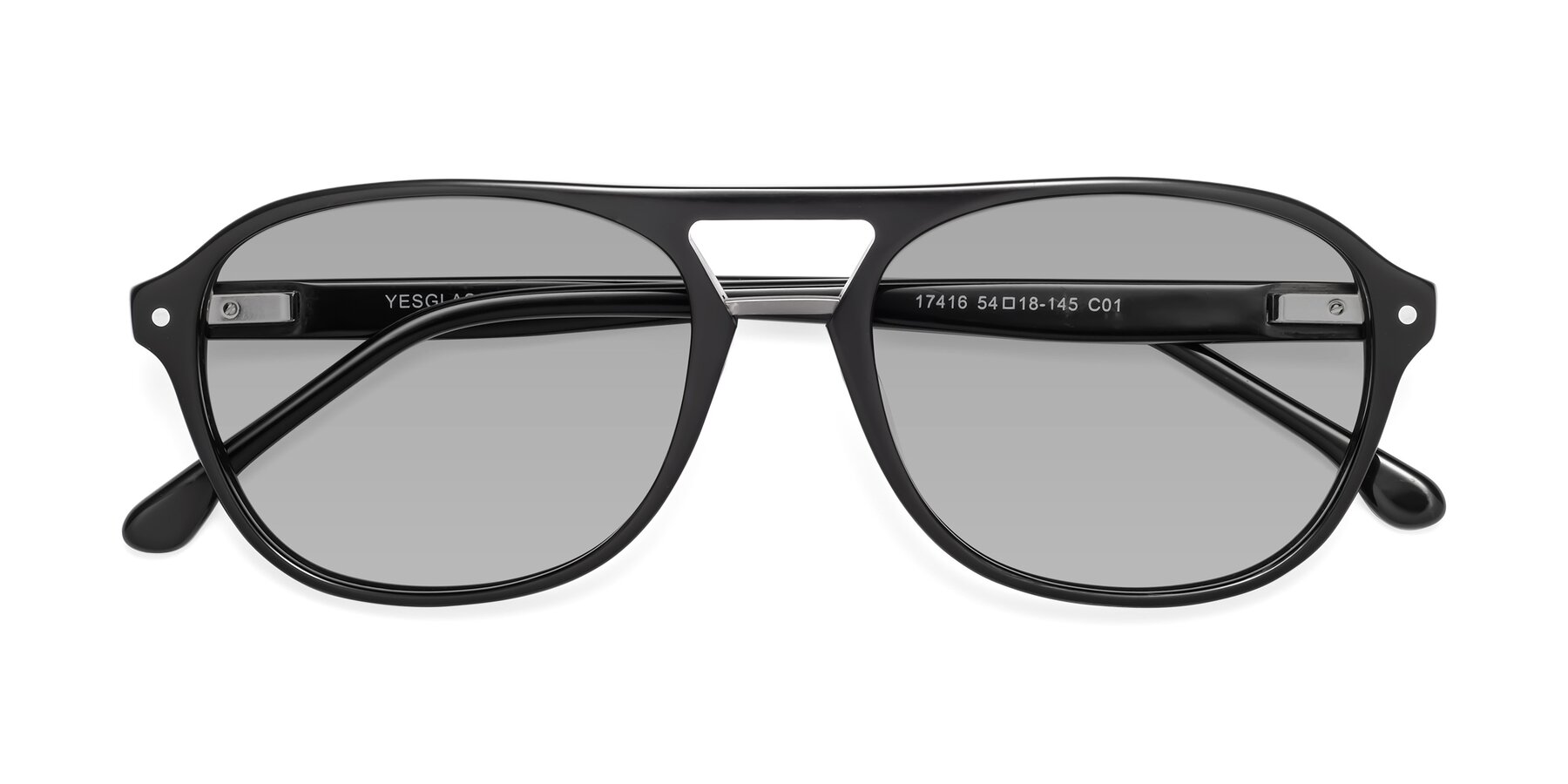 Folded Front of 17416 in Black with Light Gray Tinted Lenses
