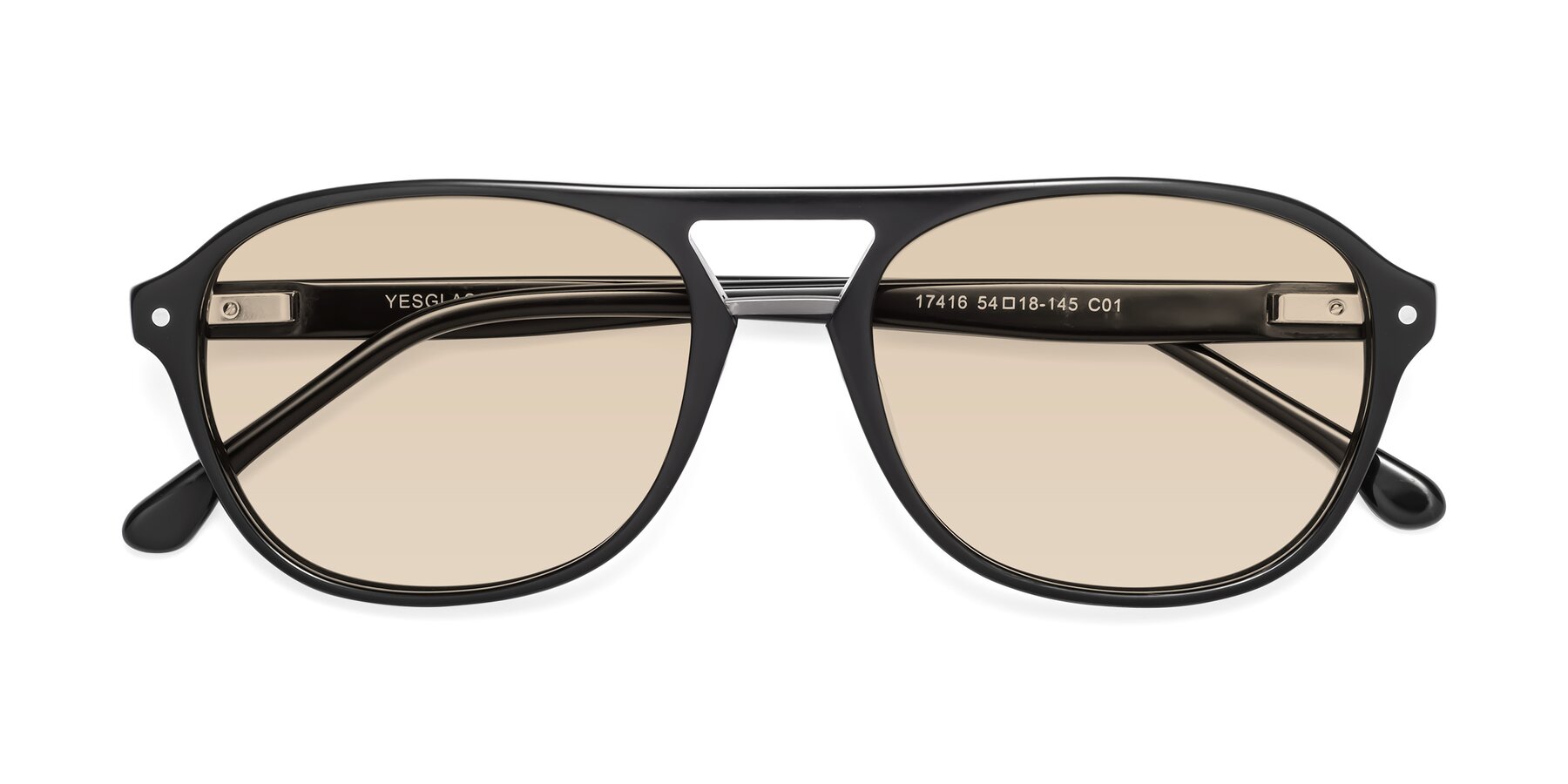 Folded Front of 17416 in Black with Light Brown Tinted Lenses