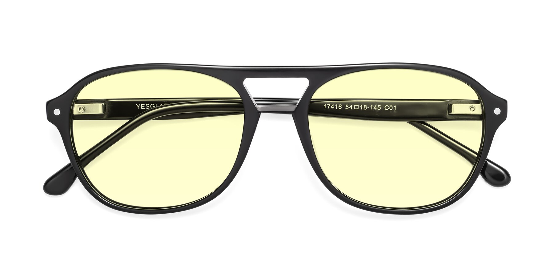 Folded Front of 17416 in Black with Light Yellow Tinted Lenses