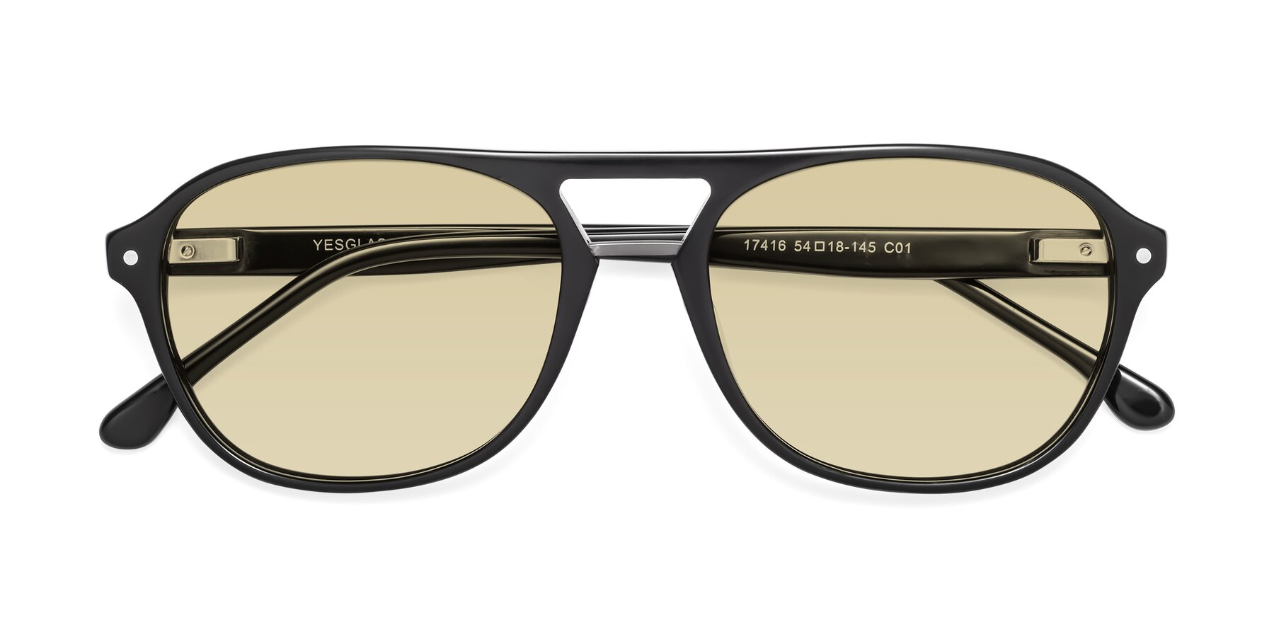 Folded Front of 17416 in Black with Light Champagne Tinted Lenses