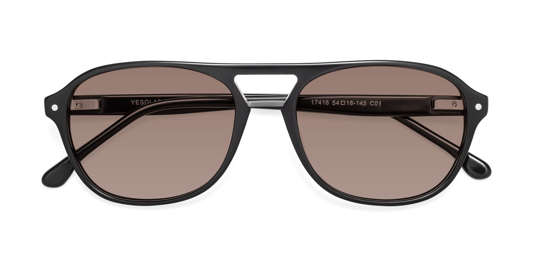 Folded Front of 17416 in Black with Medium Brown Tinted Lenses