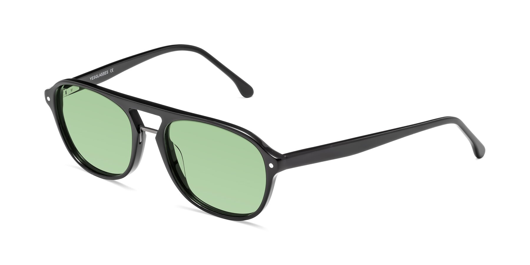 Angle of 17416 in Black with Medium Green Tinted Lenses