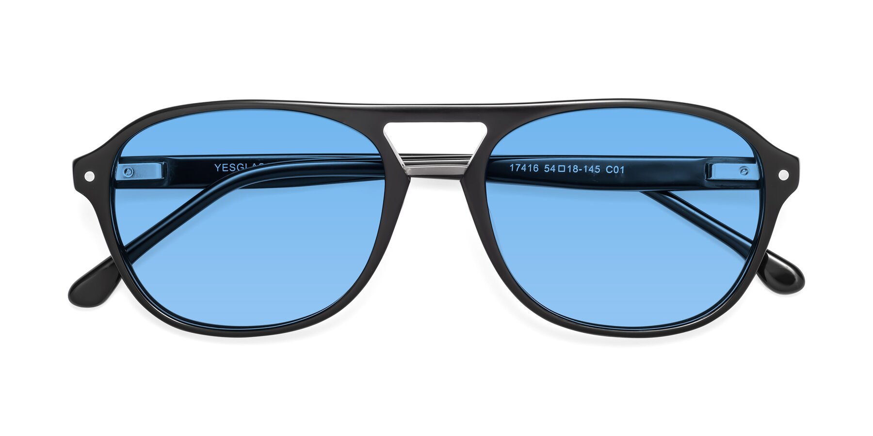 Folded Front of 17416 in Black with Medium Blue Tinted Lenses