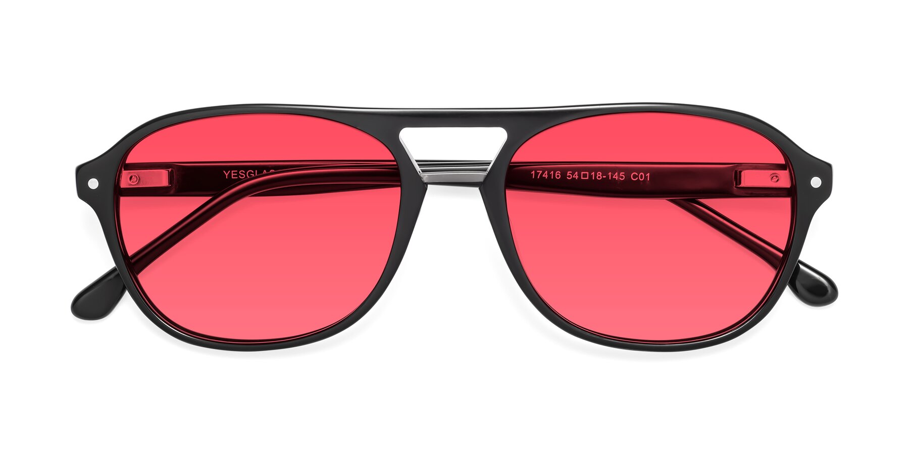 Folded Front of 17416 in Black with Red Tinted Lenses