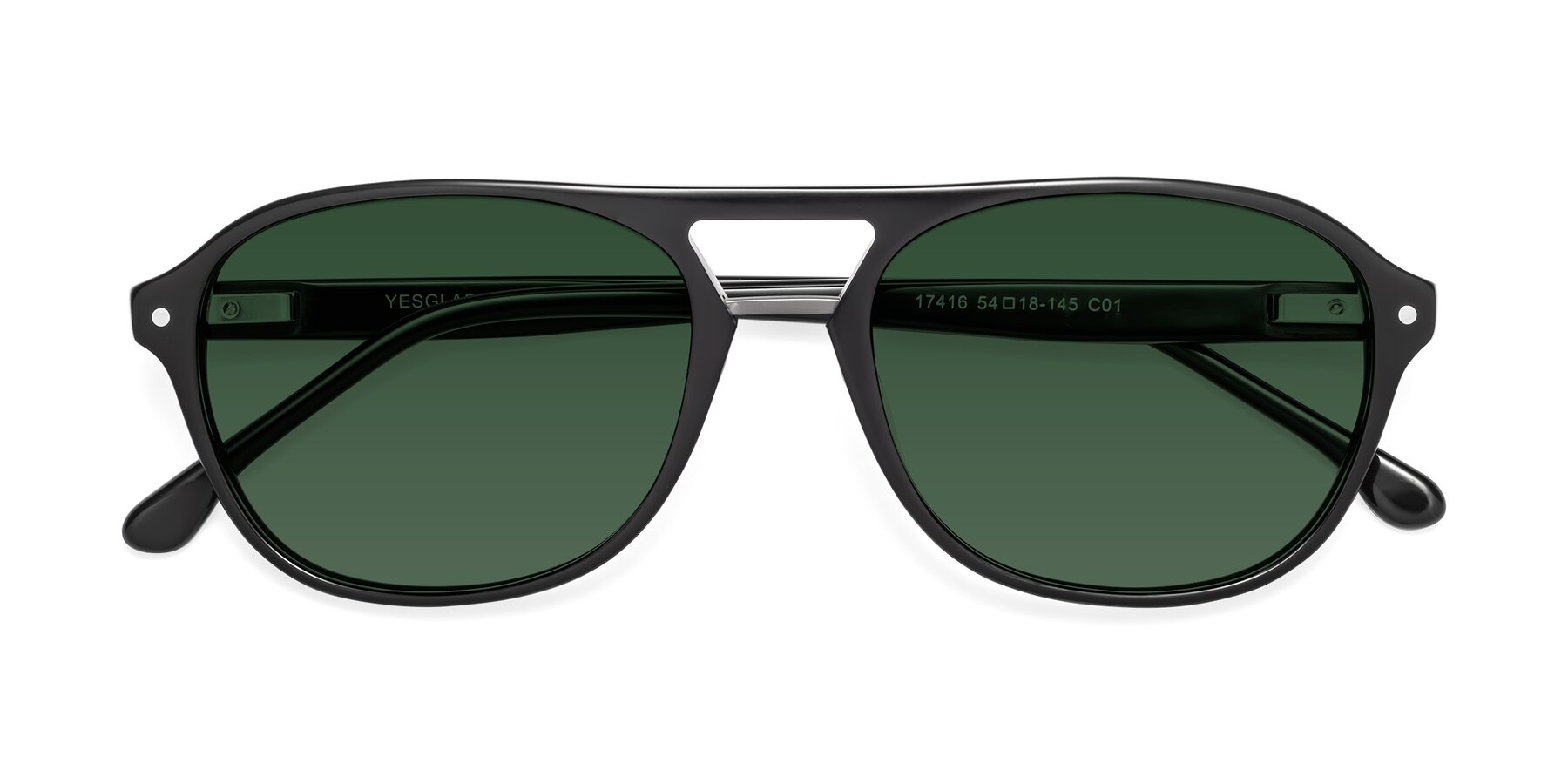 Folded Front of 17416 in Black with Green Tinted Lenses