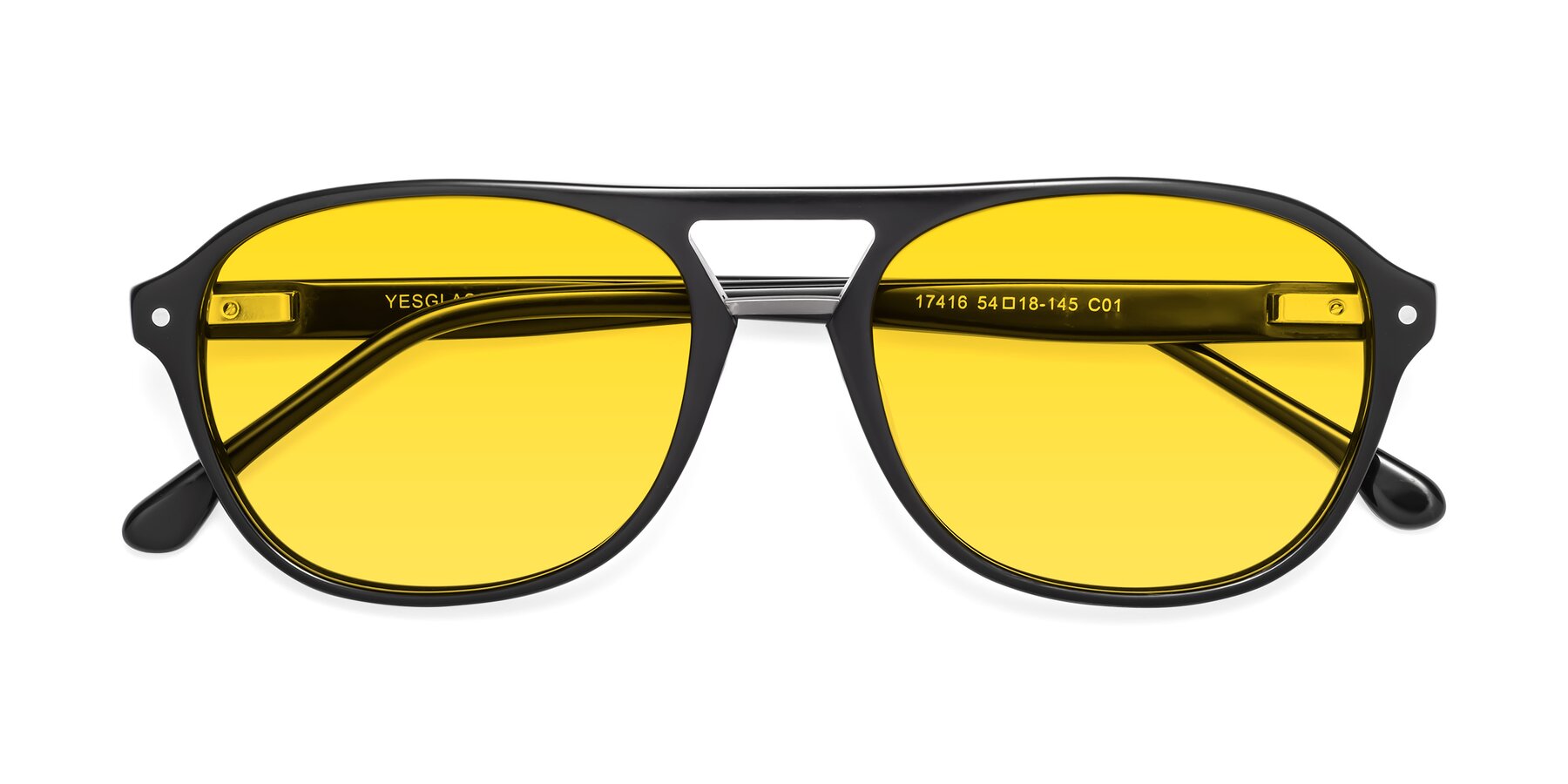 Folded Front of 17416 in Black with Yellow Tinted Lenses