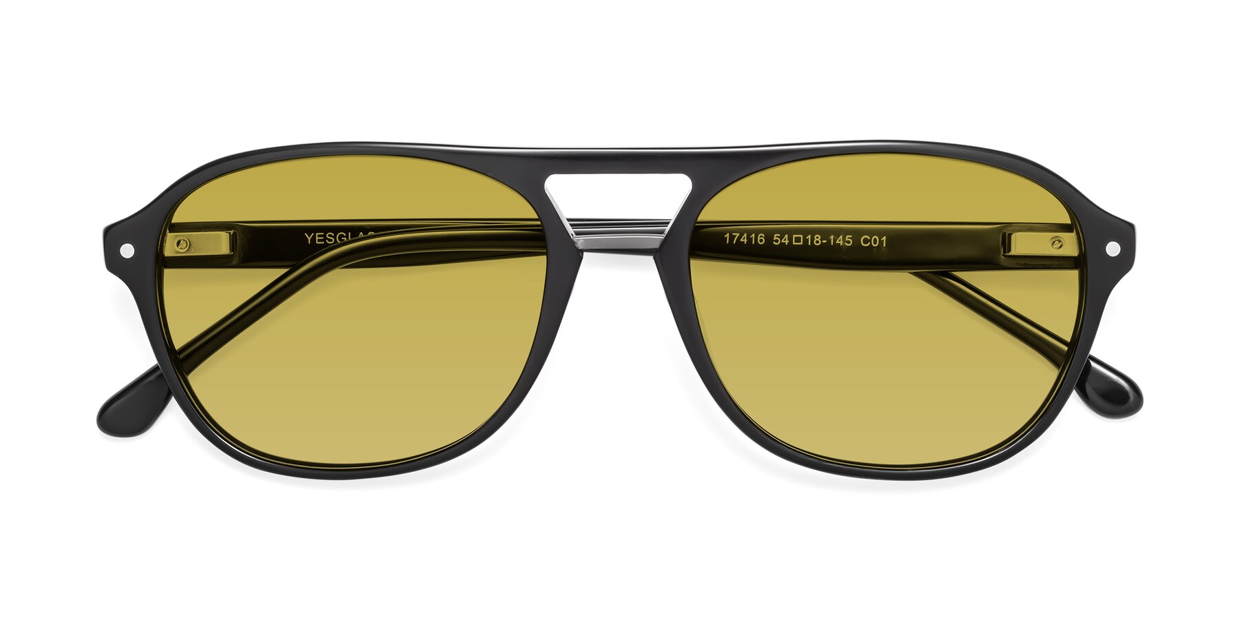 Folded Front of 17416 in Black with Champagne Tinted Lenses