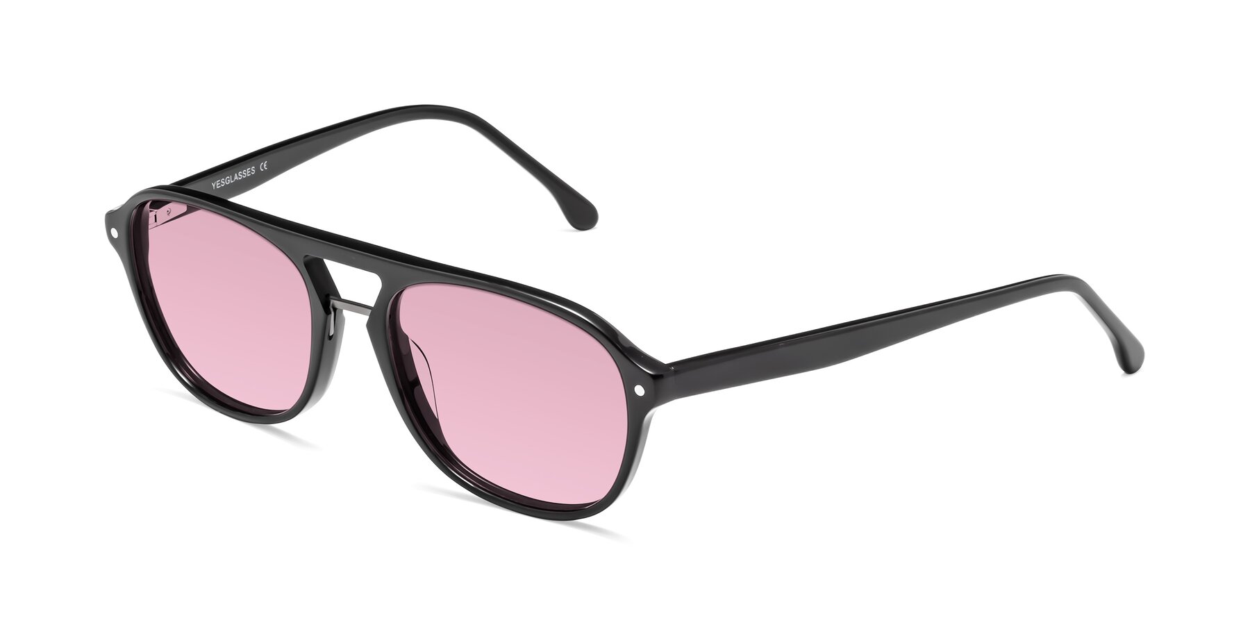 Angle of 17416 in Black with Light Wine Tinted Lenses