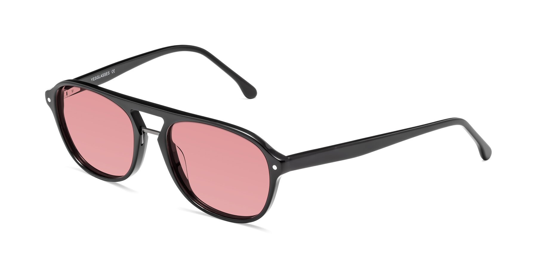 Angle of 17416 in Black with Medium Garnet Tinted Lenses